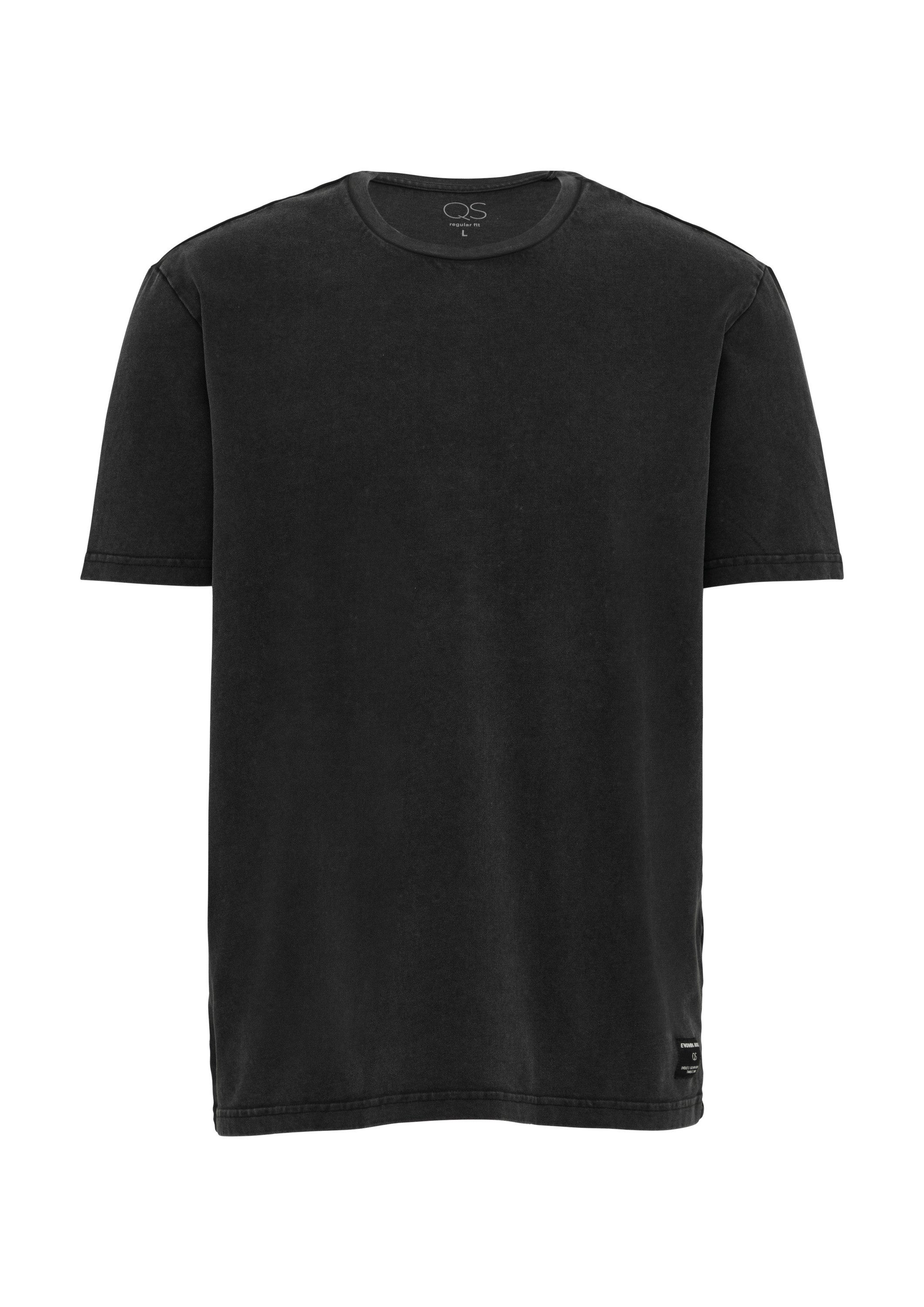 QS Kurzarmshirt T-Shirt Gewaschenes Basic-T-Shirt aus weichem Heavy Jersey