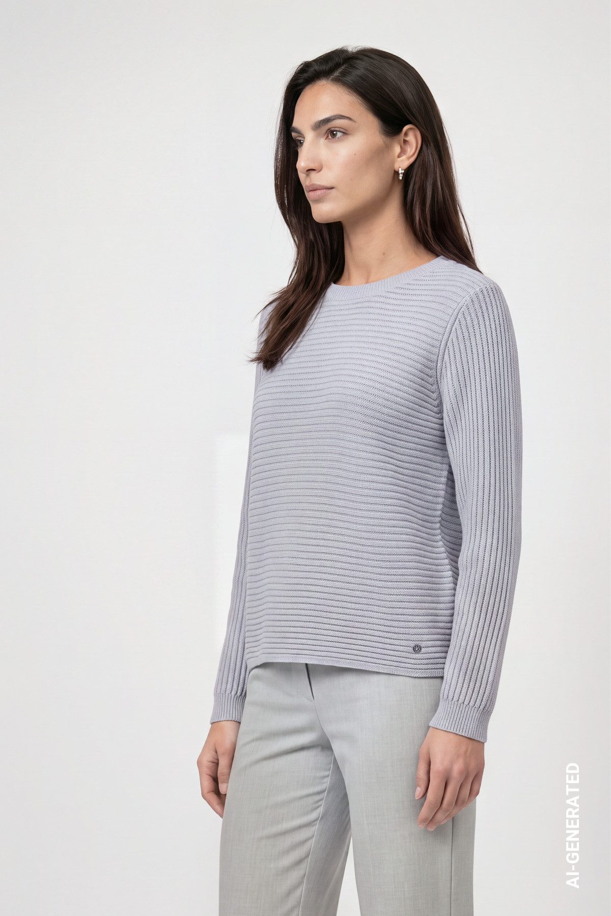 Monari Strickpullover Pullover Basic monari Rippe Regular fit mit Rundhalsausschnitt