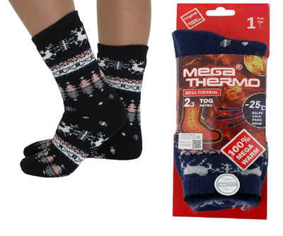 Markenwarenshop-Style Kuschelsocken Warme Socken Thermo Mega Winter Socken Hirsche 35-38 Farbe: schwarz