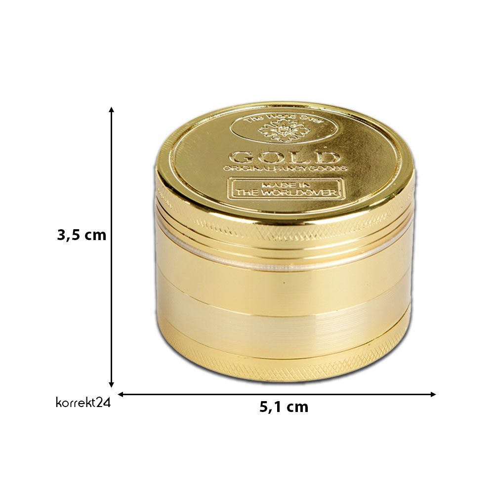 Coumo Kräutermühle Goldbarren Design Metall Grinder Crusher Gewürzmühle Set ⌀ 5 cm, Goldbarren Design