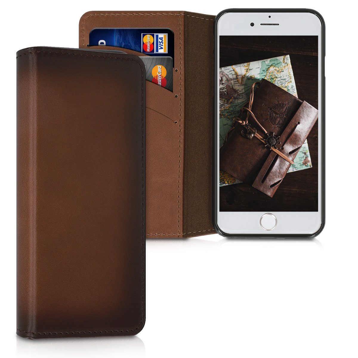kalibri Handyhülle, Hülle für Apple iPhone 6 / 6S - aus edlem Leder - mit  Kartenfächern und Stand - Case Cover Schutzhülle online kaufen | OTTO