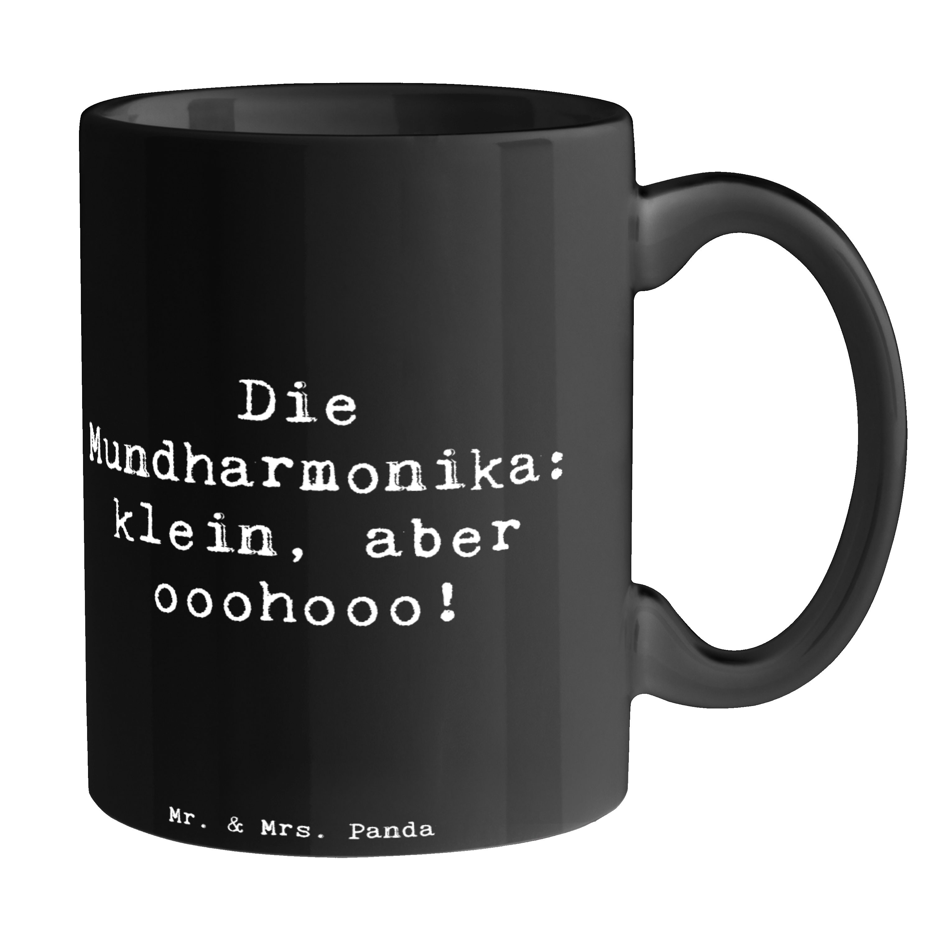 Mr. & Mrs. Panda Tasse Die Mundharmonika – Klein, aber mit großem Klang - Schwarz - Geschenk, Keramik, Langlebige Designs