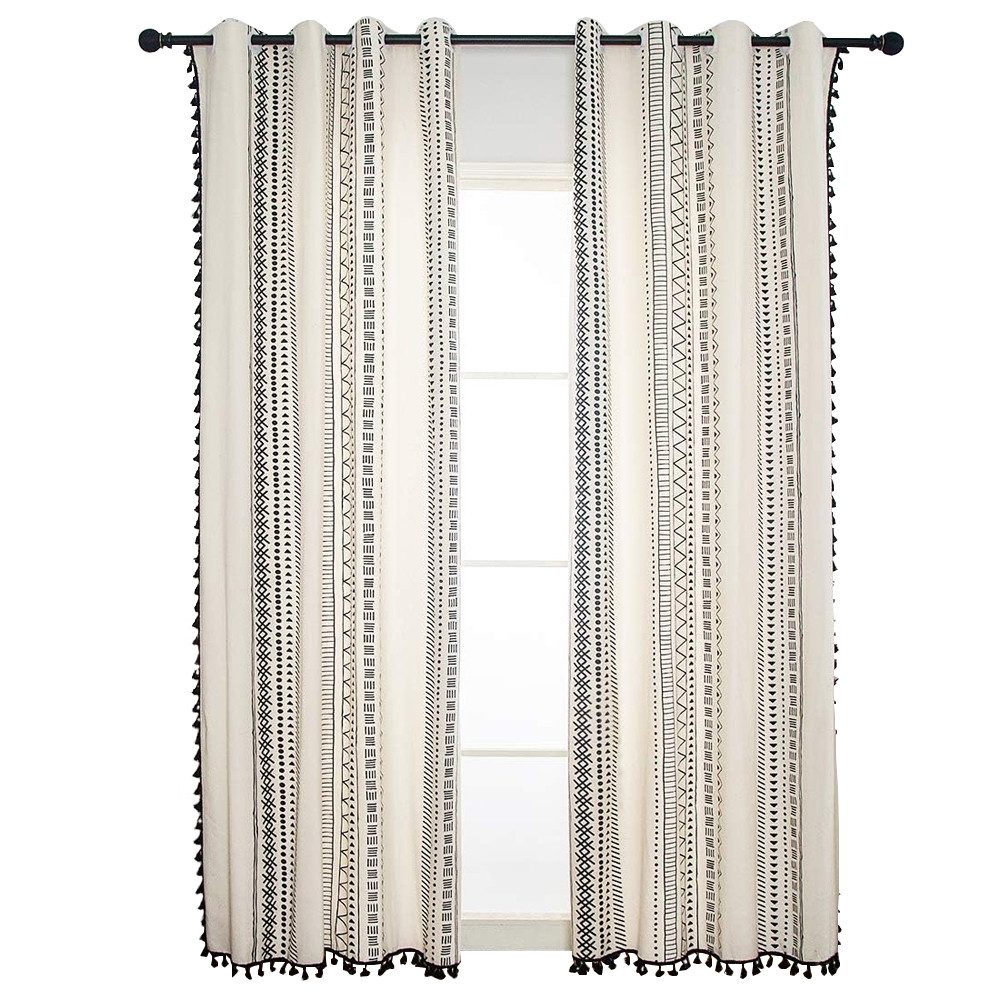 zggzerg Vorhang Vorhang Boho Style, Leinen Geometrische Böhmische Fenster V günstig online kaufen