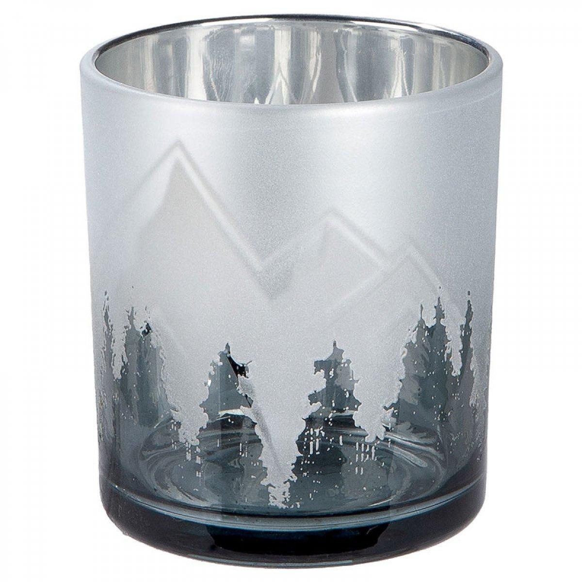 GILDE Kerzenhalter Windlicht Alpenpanorama Bergmotiv (8cm)