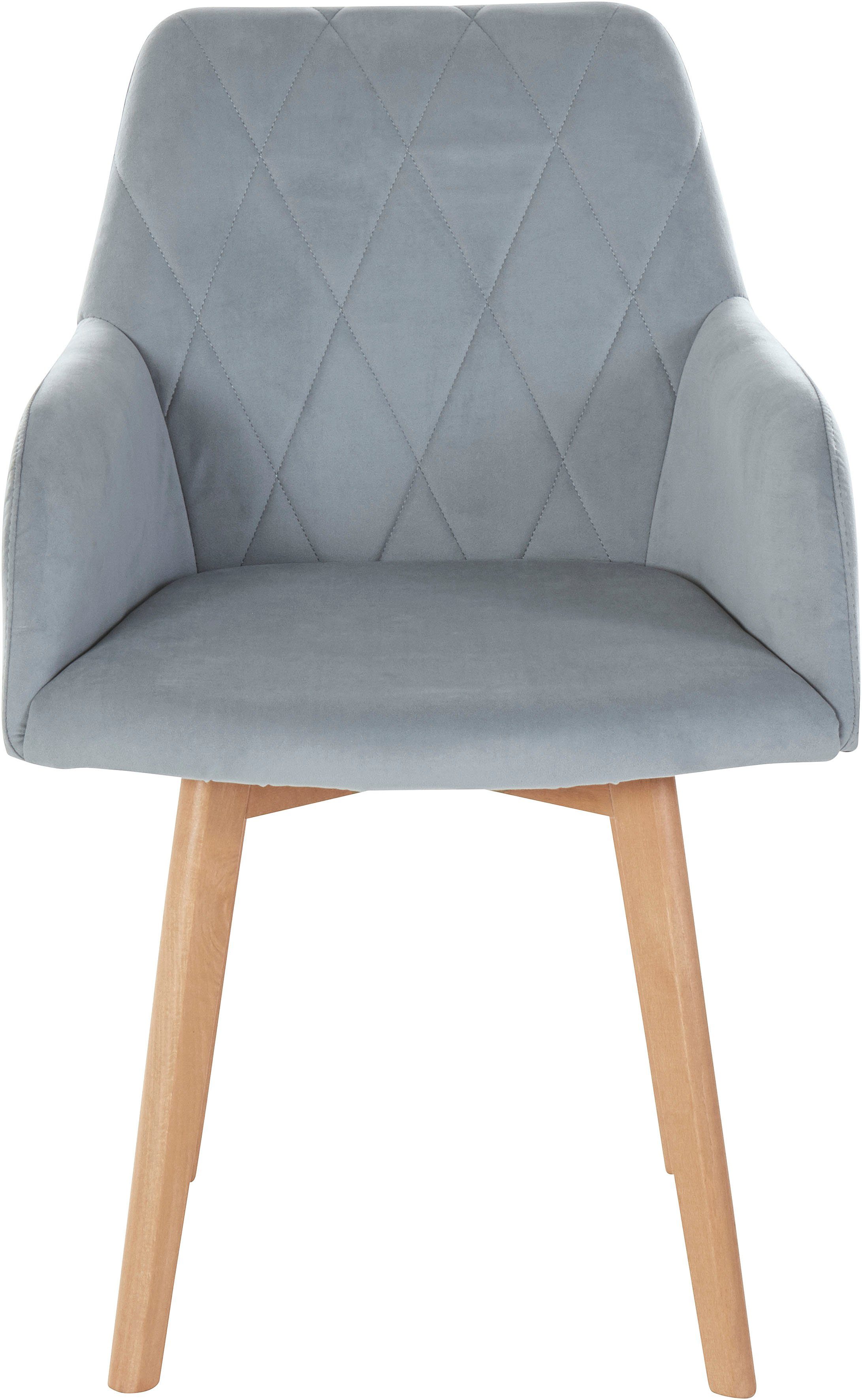 Home affaire Armlehnstuhl Brest (Set, 2 St), Sitz und Rücken gepolstert, Rautensteppung im Rueckenlehne