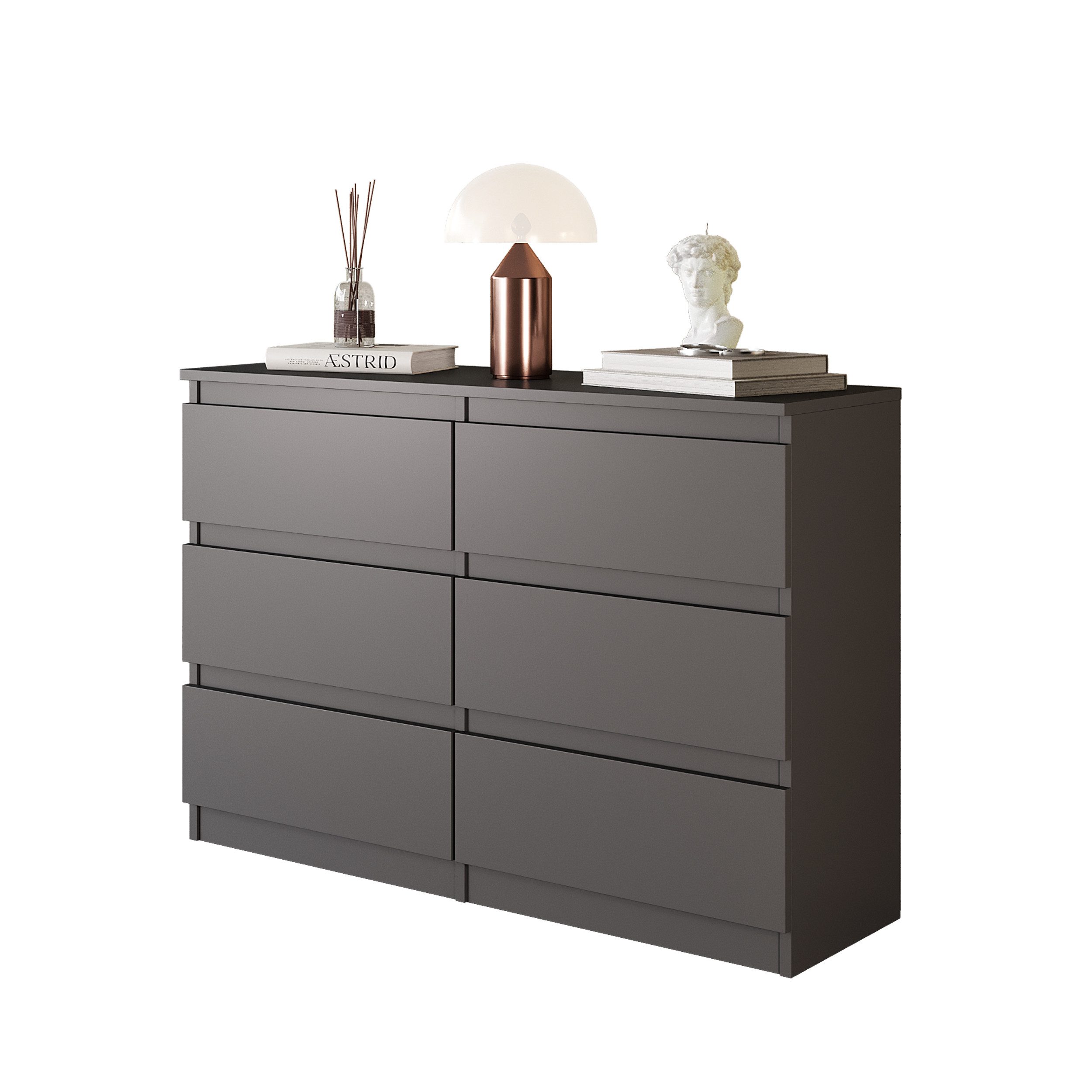 Furnica Kommode 6 Schubladen, Sideboard, Schubladenschrank Breite 100cm Höhe 71cm