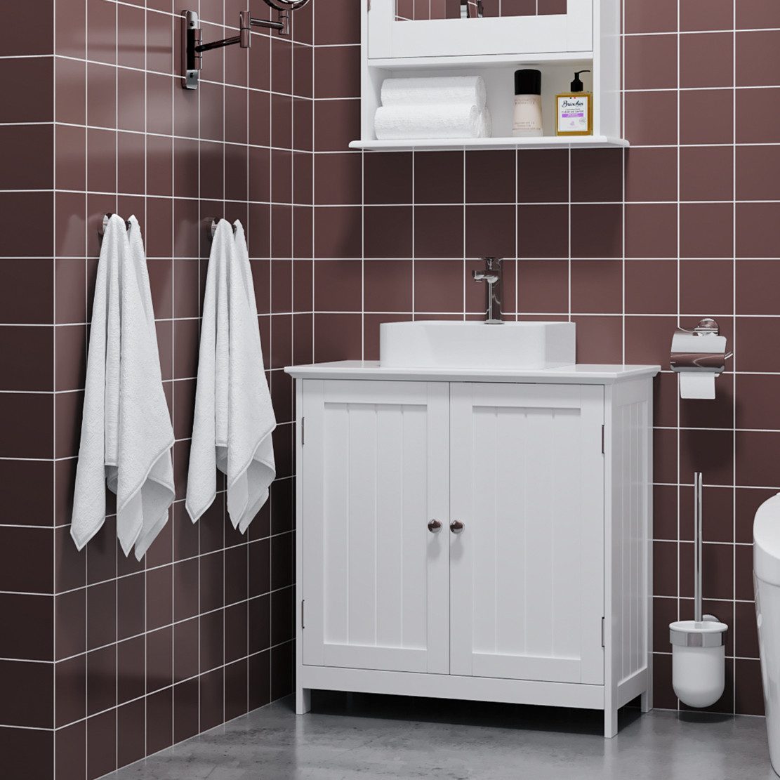 Homfa Waschbeckenunterschrank Unterschrank Badezimmerschrank weiß, aus Holz günstig online kaufen