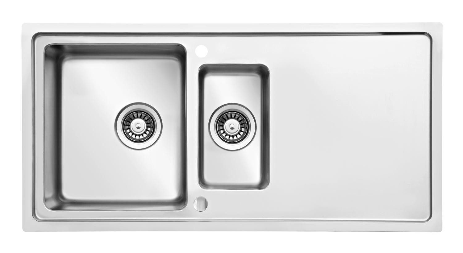 MONDO Einbauspüle SEKA-60-ED, 1,5 Becken, Edelstahl, Poliert, rechteckig, 100/50 cm, (1 St), mit Korbventilen, Excentergarnitur, Ab- und Überlaufgarnitur