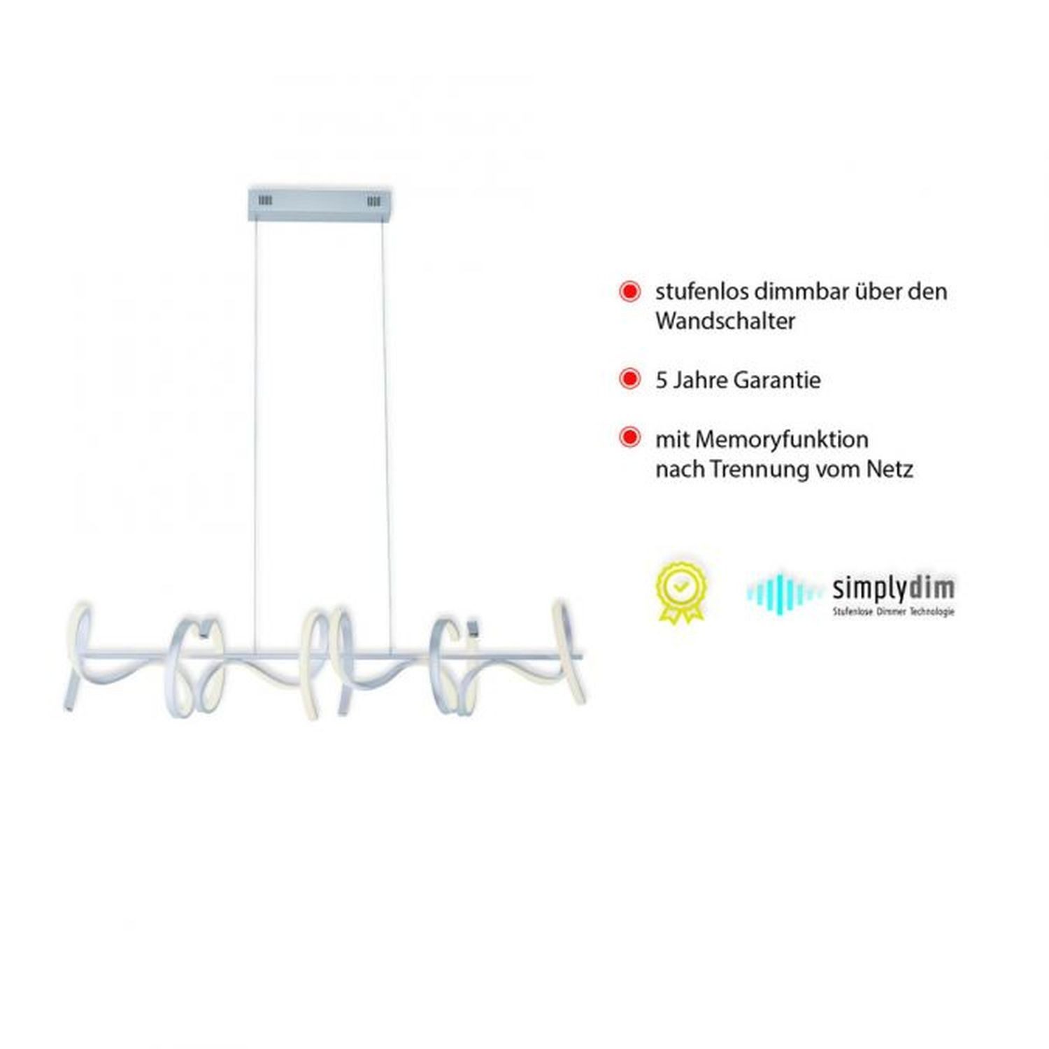 Licht-Erlebnisse Pendelleuchte TIRWIN, LED fest integriert, Warmweiß, LED Metall H: max. 135 cm in Silber länglich warmweiß 3000 K 1330 lm