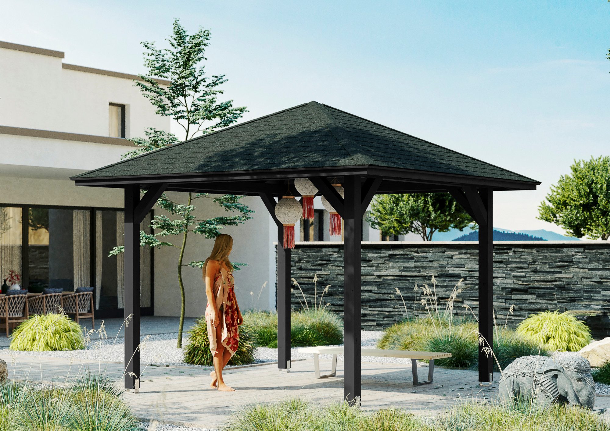 Skanholz Pavillon Cannes 1, 4-Eck, BxT: 374x374 cm