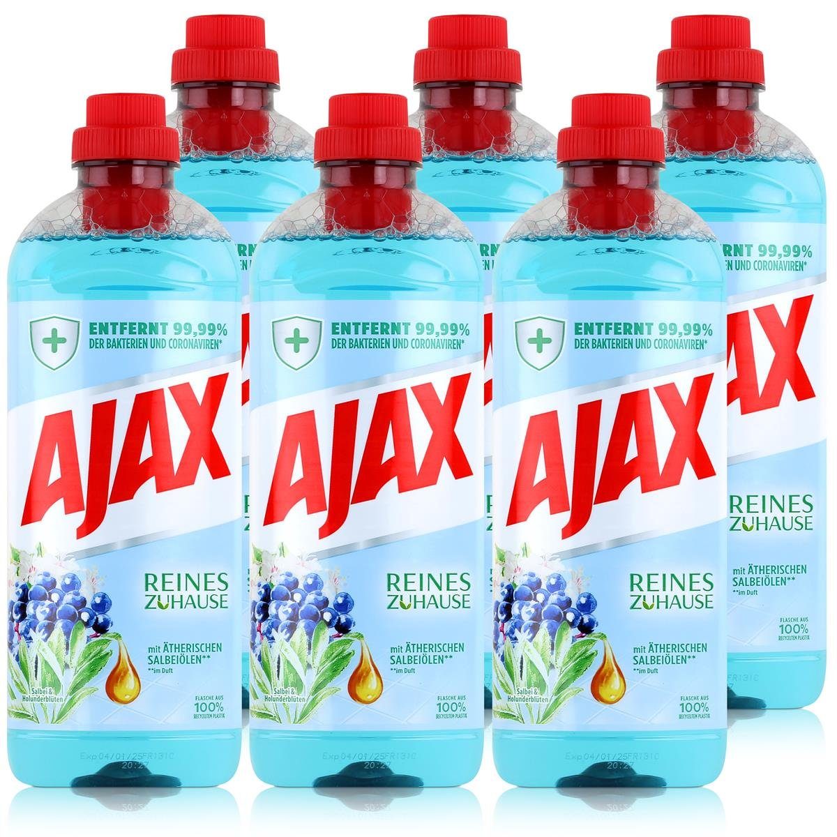 AJAX Ajax Allzweckreiniger Reines Zuhause Salbei & Holunderblüten 1L (6er P Allzweckreiniger
