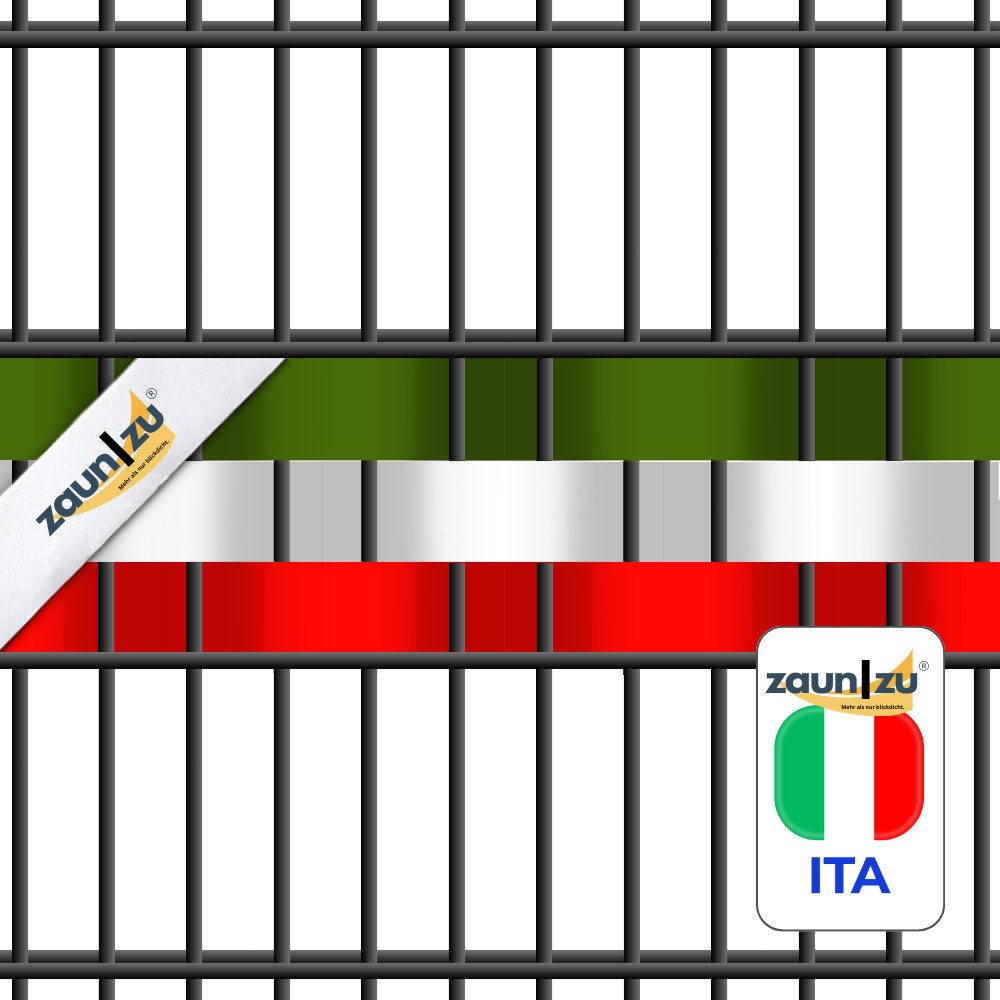 Thumbnail - zaunzu Sichtschutzstreifen Fanartikel Italien für Doppelstabmatten Volle Streifenbreite GELOCHT, (1 Set, PP Laserstreife...
