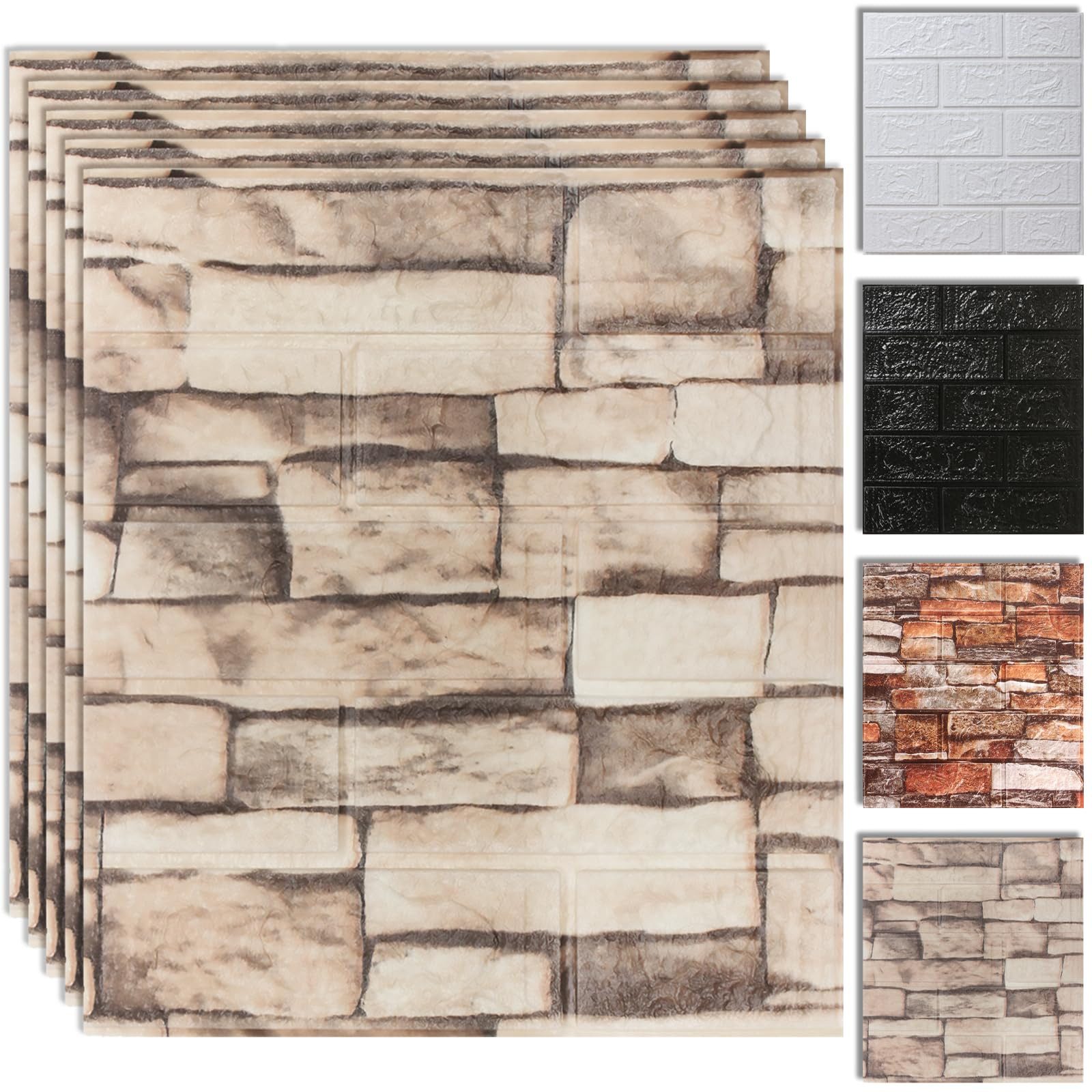 Zaewry 3D-Tapete 3D-Wandpaneele Selbstklebend, 10 Stück Wandverkleidung Selbstklebend, (10 St), 35x38 cm Wandaufkleber Wasserdicht Wandtapete