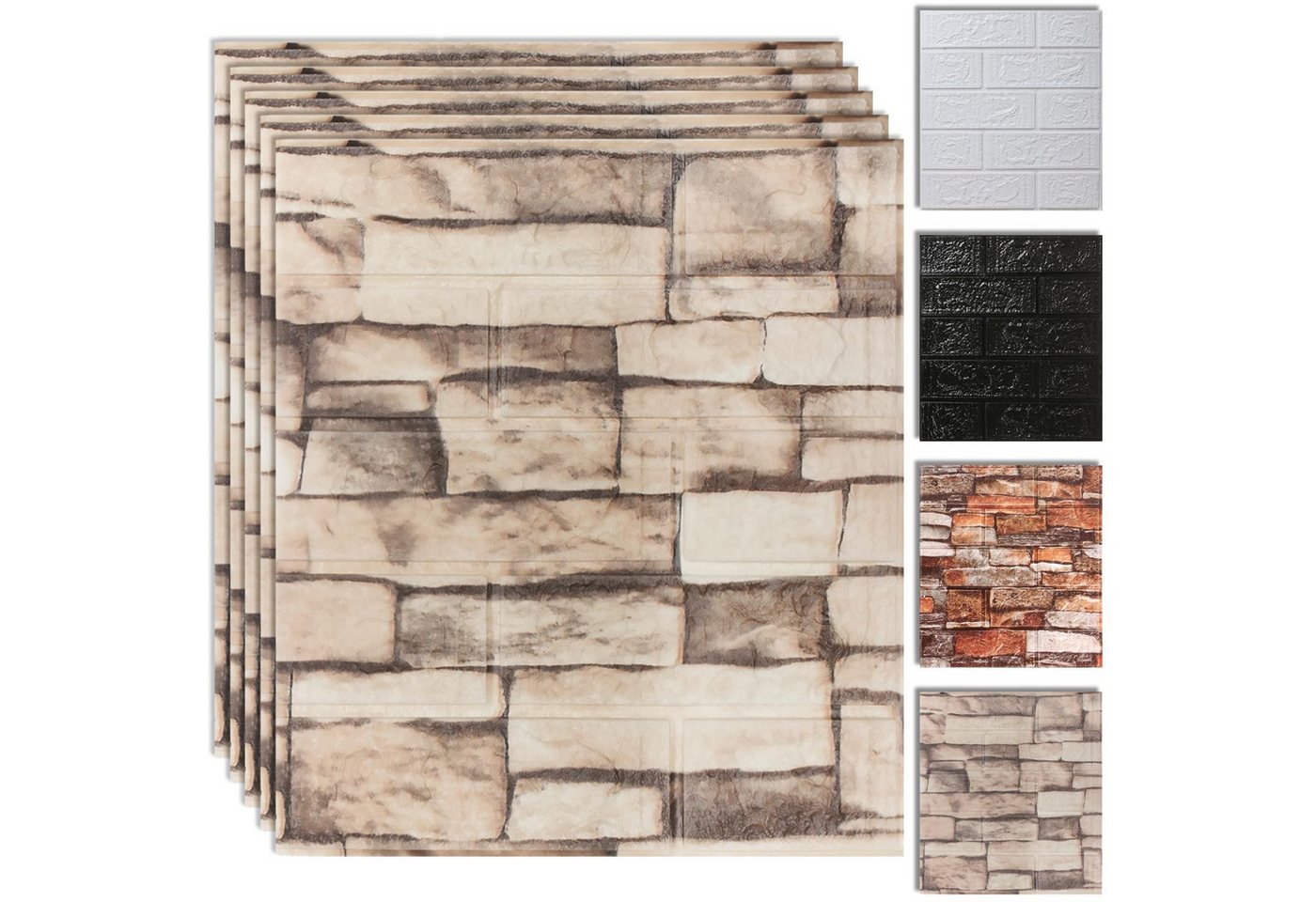 Zaewry 3D-Tapete 3D-Wandpaneele Selbstklebend, 10 Stück Wandverkleidung Selbstklebend, (10 St), 35x38 cm Wandaufkleber Wasserdicht Wandtapete