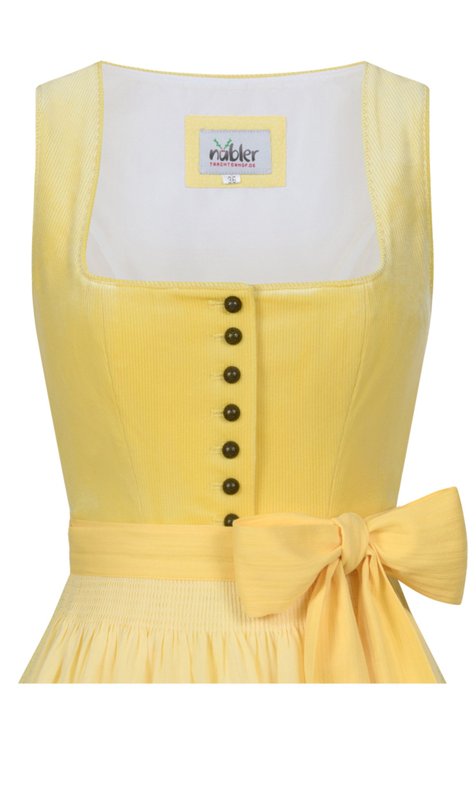 Nübler Dirndl Mini Dirndl Fleur in Zitronenfalter von Nübler - Rocklänge 60 cm