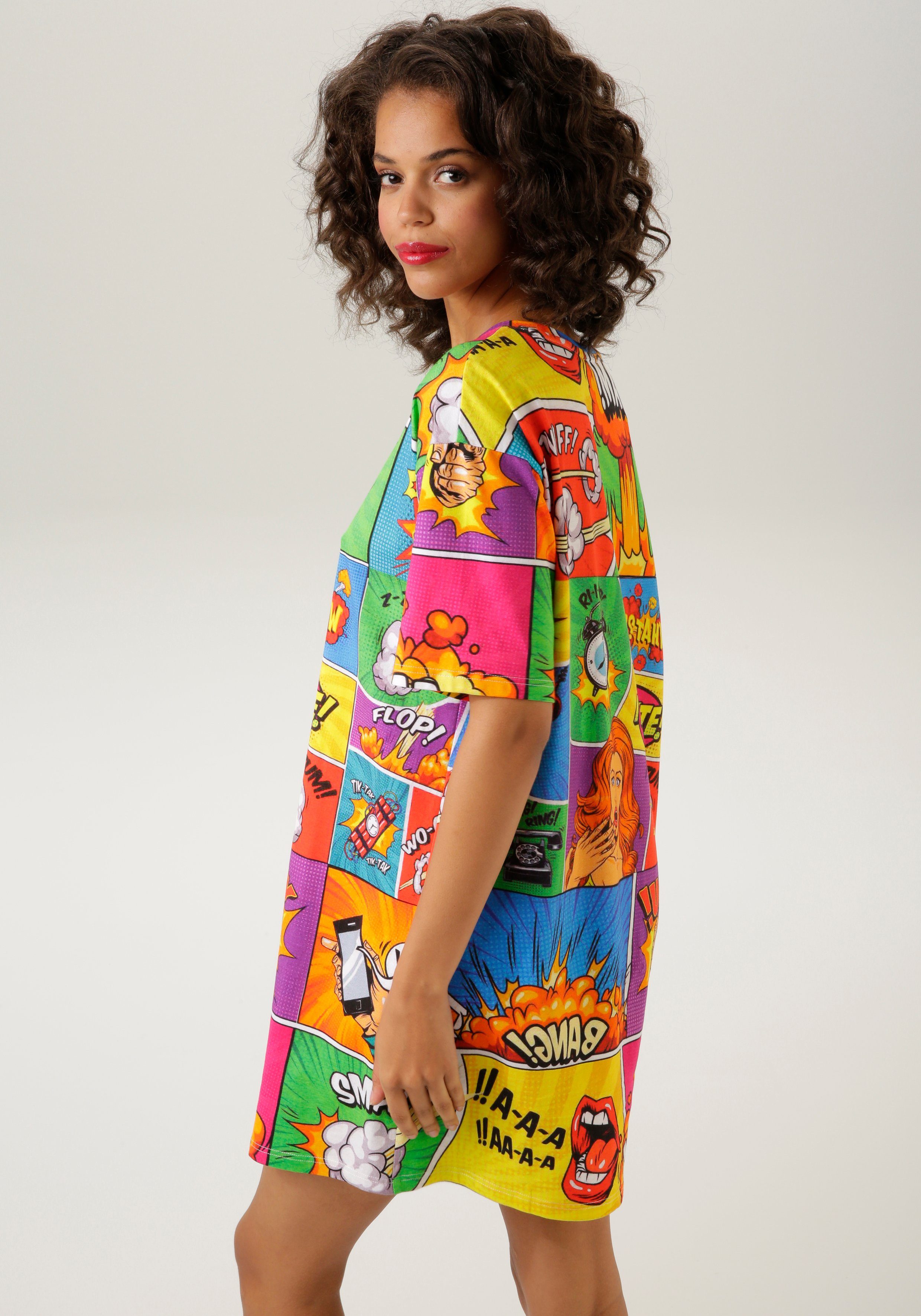 Aniston CASUAL Minikleid mit coolen Comic-Drucken – Bild 2 von 5
