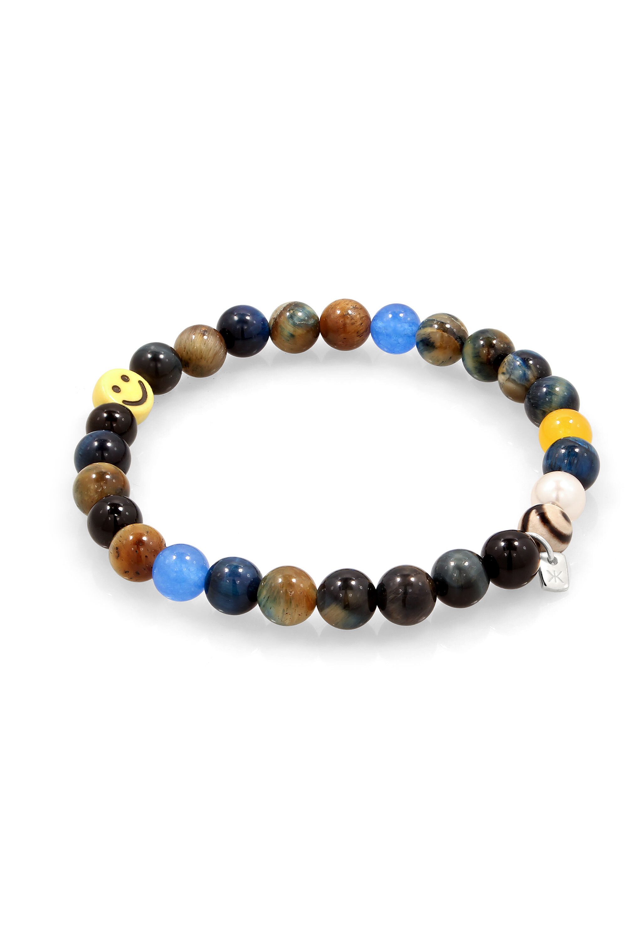 Kuzzoi Bead-Armband-Set Smiling Face Bead Glas Achat Perlen 925 Sterling Silber