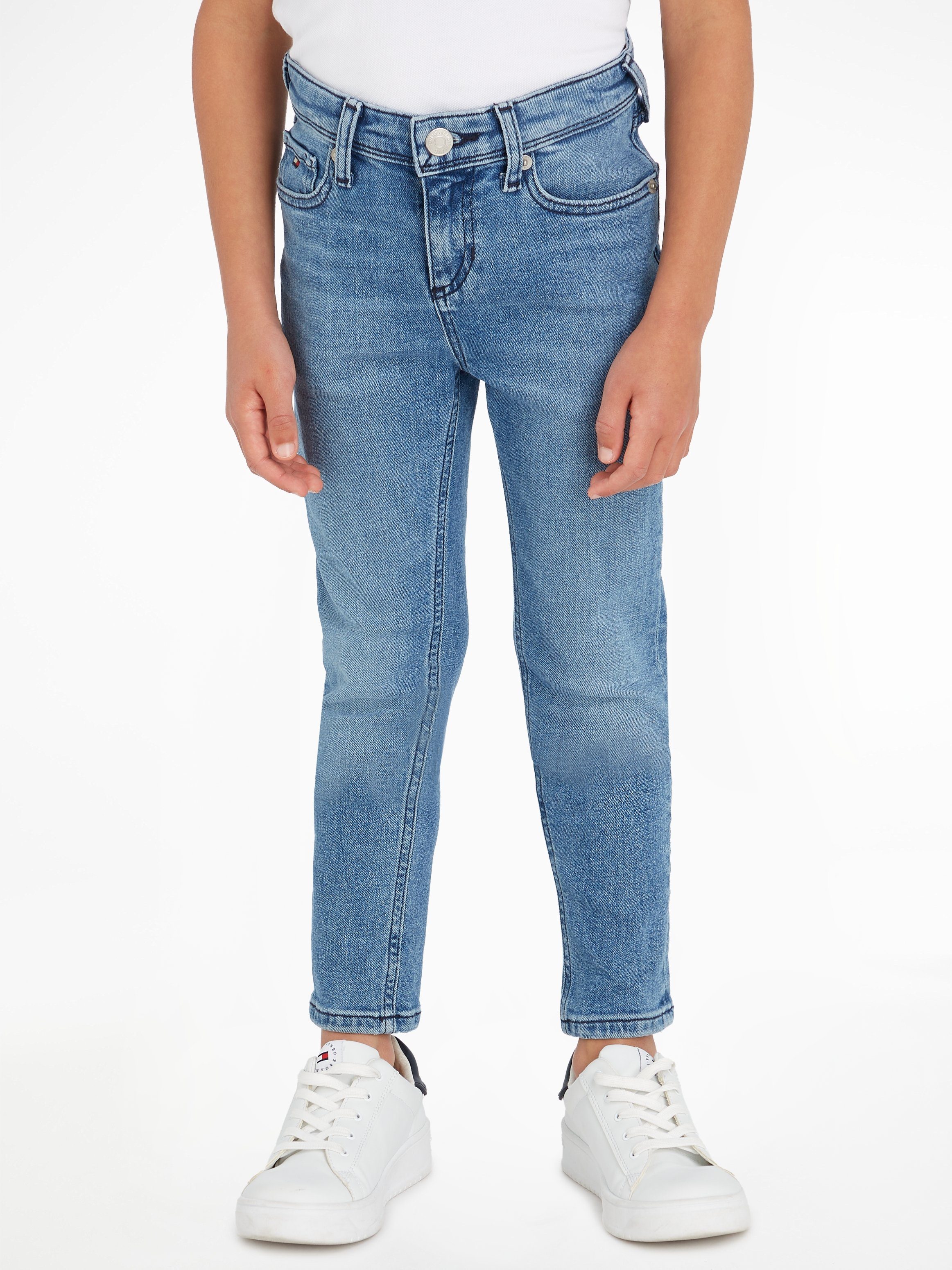 BLUE Tommy Stretch-Jeans SCANTON mit Y MID Leder-Badge Hilfiger