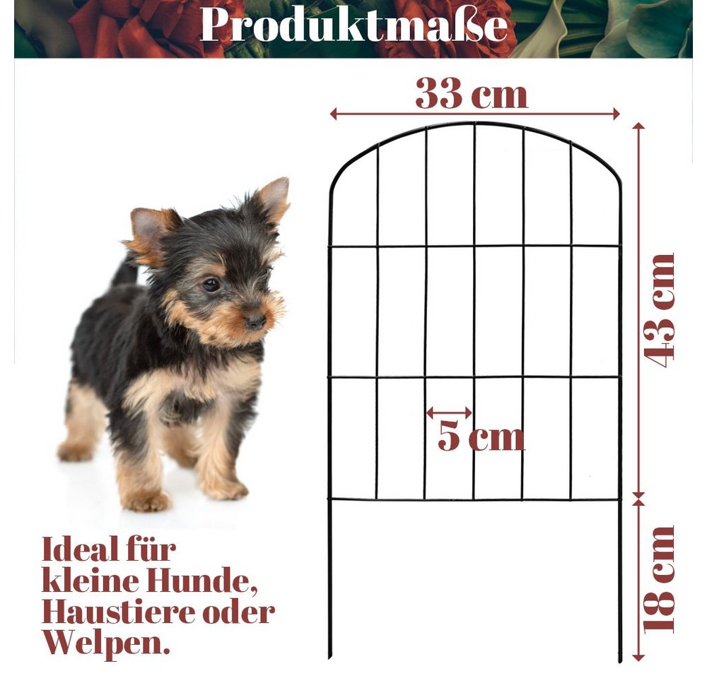 Thumbnail - V2Aox Gartenzaun Zaun Gartenzaun Steckzaun Hundezaun 10 Zaunelemente 43cm Schwarz