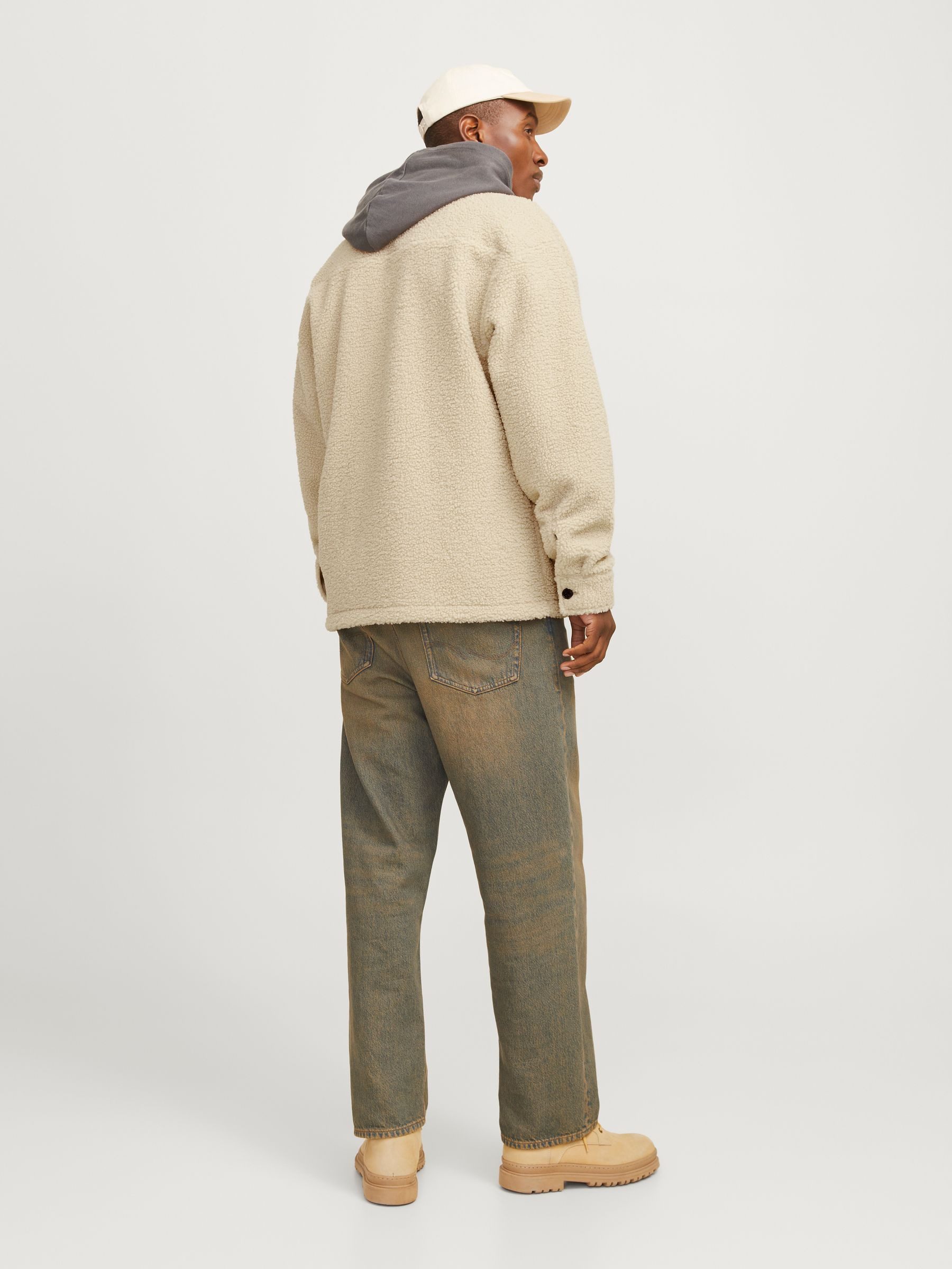 Jack & Jones Blouson Teddy Design mit Karomuster und Knopfverschluss JORNEWTON TEDDY OVERSHIRT LS LN