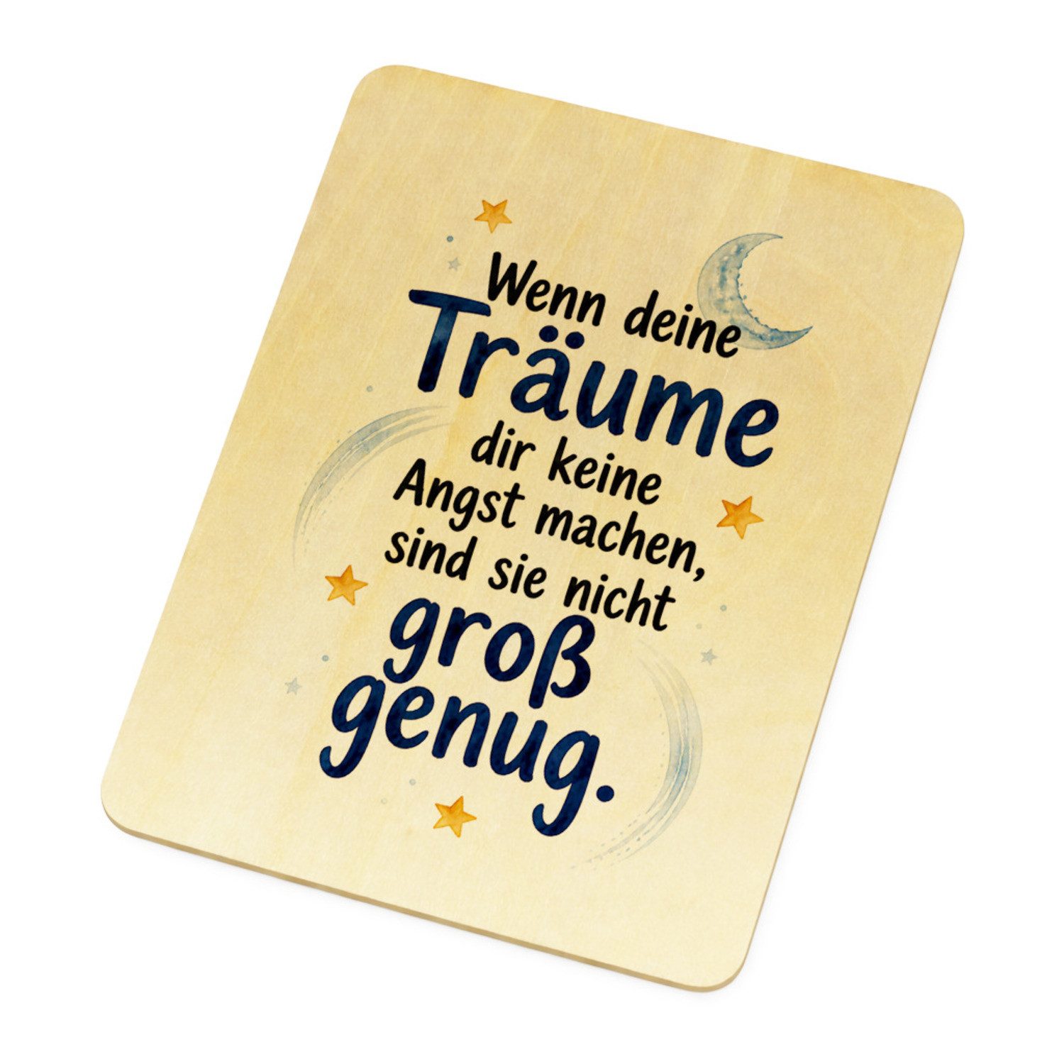 speecheese Postkarte Postkarte Holz Träume Holzpostkarte mit liebevollen Worten Spruch: