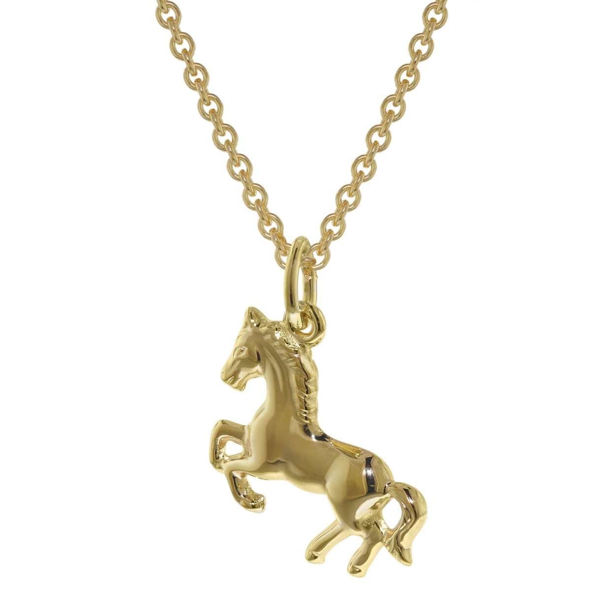 trendor Kette mit Anhänger 35808, Pferd Gold 333 mit plattierter für Mädchen