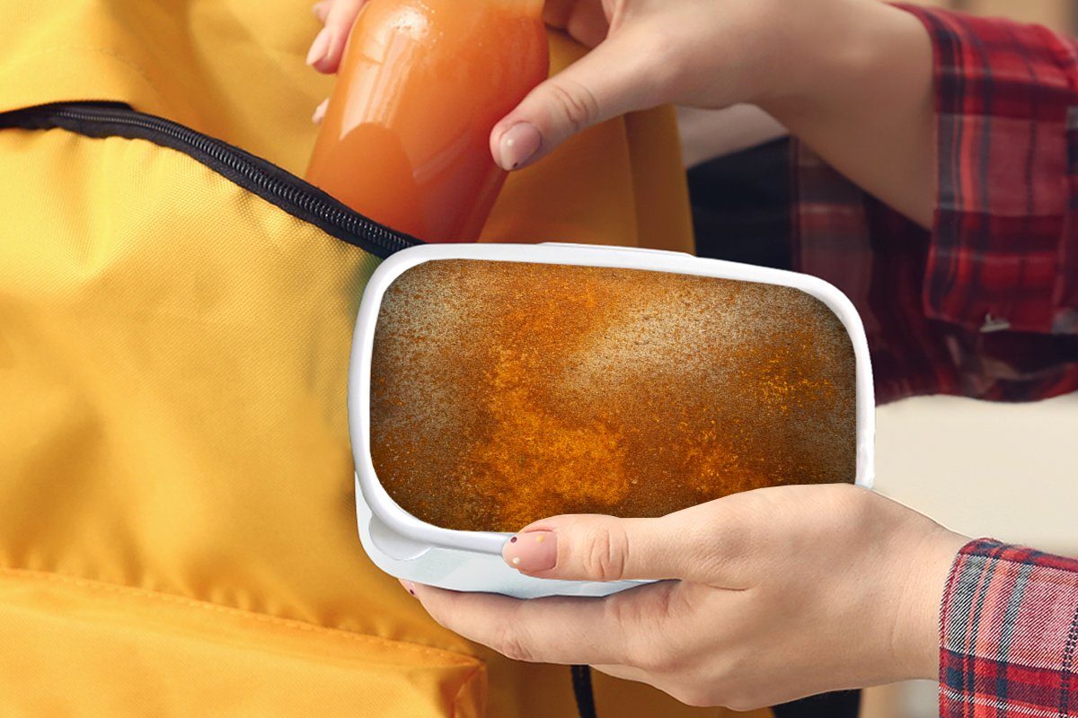 MuchoWow Lunchbox Metall - - - Industriell, und weiß für für Mädchen Brotbox Brotdose, (2-tlg), Erwachsene, und Rost - Kinder Jungs Kunststoff, Orange Vintage
