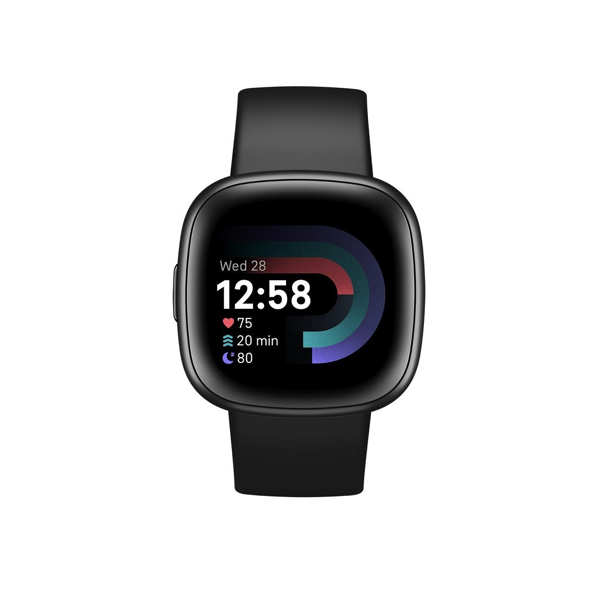 fitbit Sportuhr Fitbit Versa 4 - 40 mm - Carbon-Schwarz - Fitnessuhr Smartwatch, Telefonsuchfunktion, Überwachung der Herzfrequenzvariabilität (HRV)