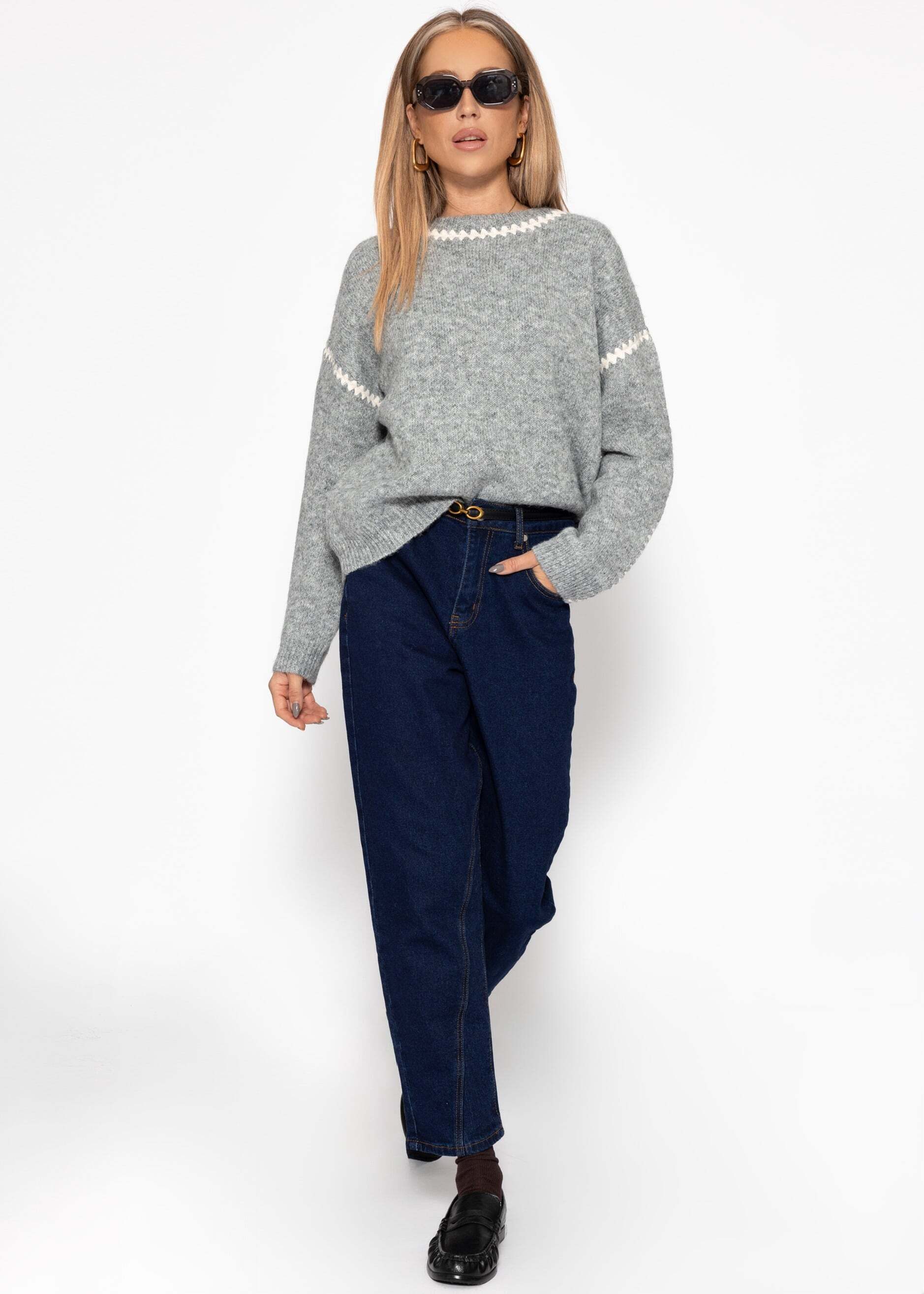 SASSYCLASSY Strickpullover Pullover mit Ziernähten für günstig online kaufen
