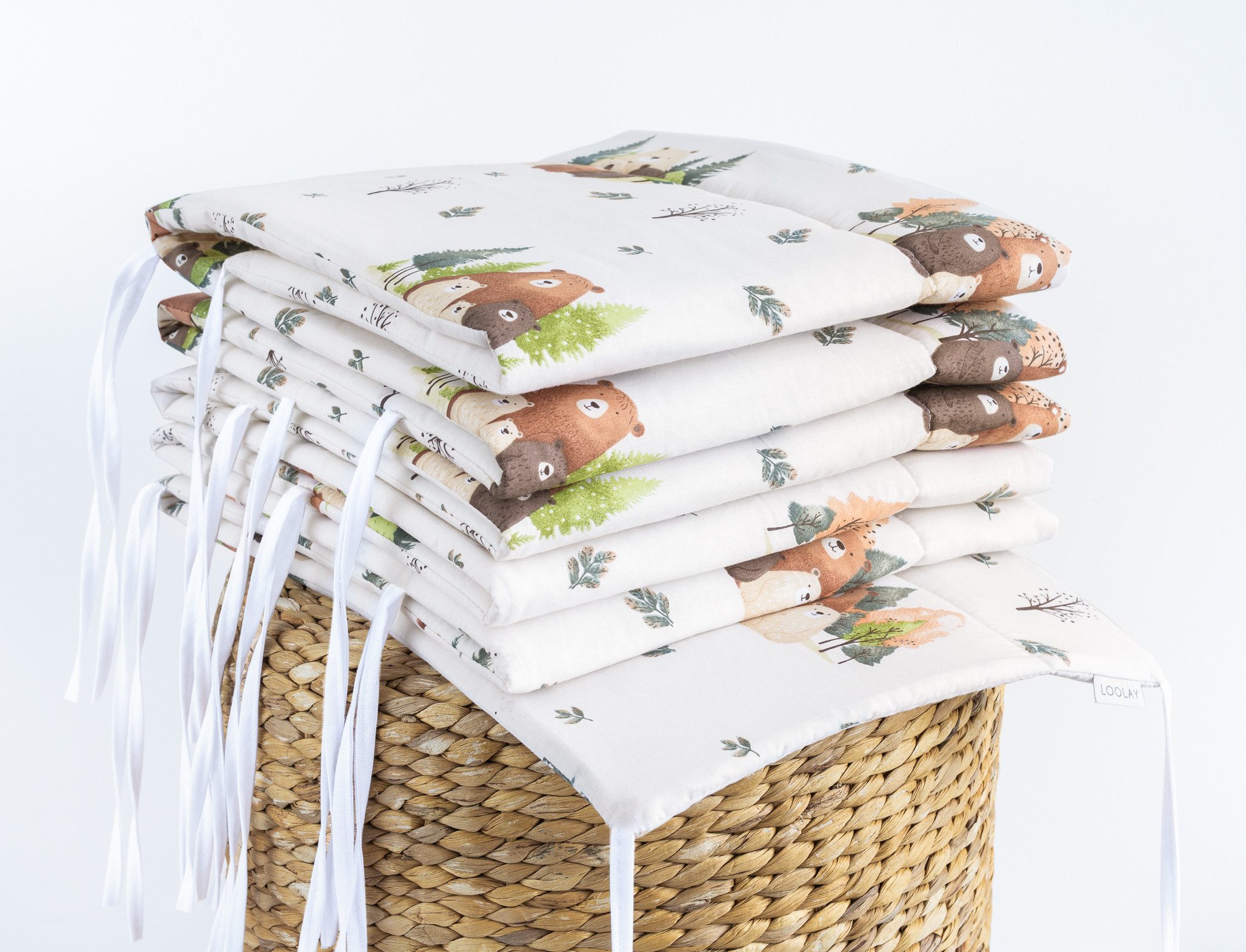 Loolay Bettnestchen Bärchen Familie Beige Baumwolle Atmungsaktives Babybett günstig online kaufen