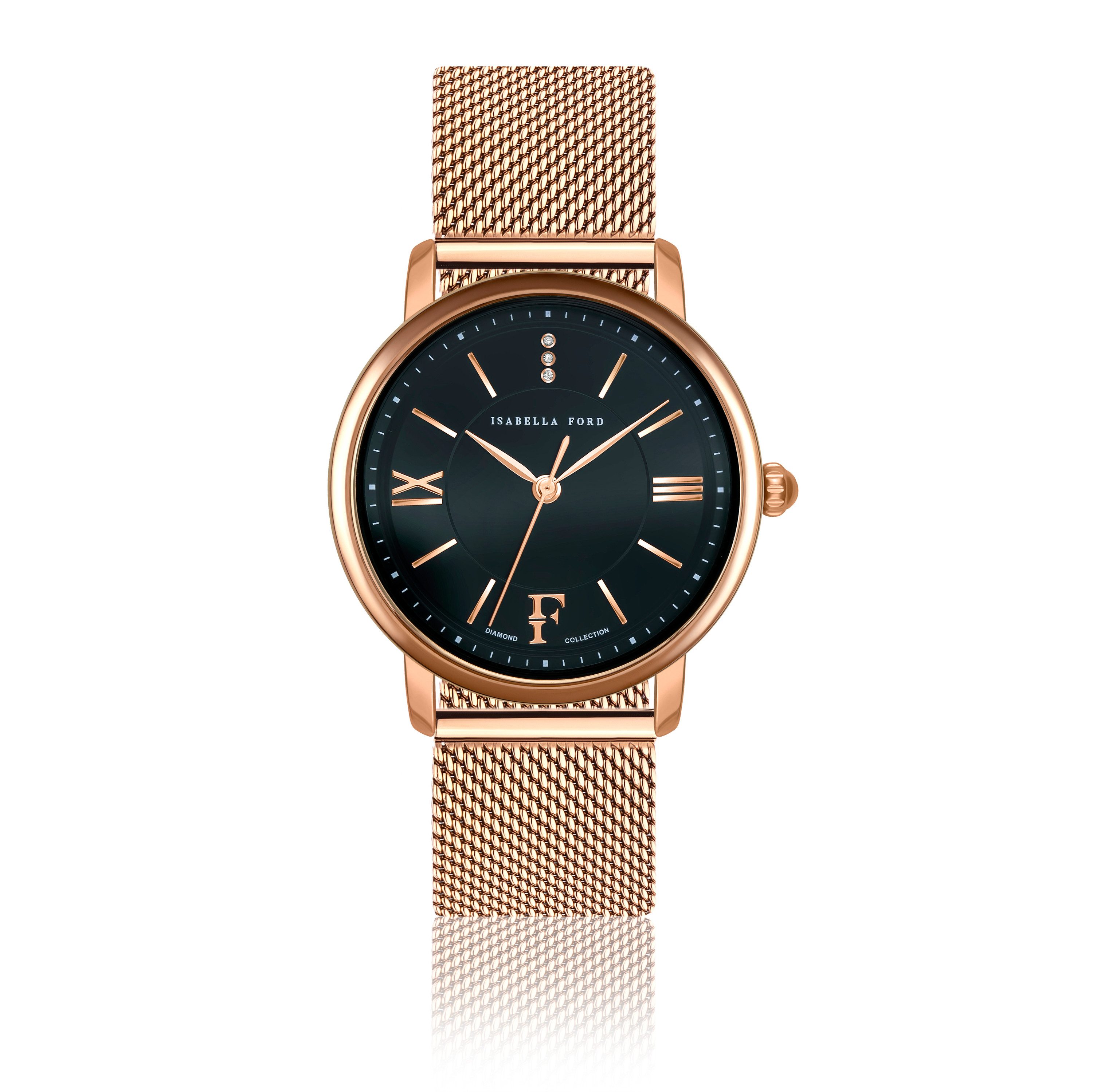 ISABELLA FORD Quarzuhr FA3-B028R Aurora Rose Gold Mesh