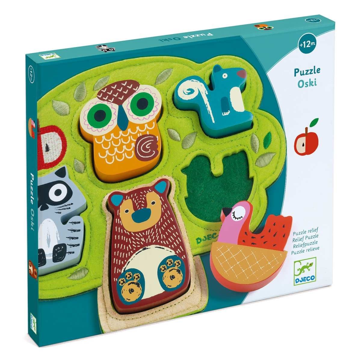 DJECO Steckpuzzle Steckpuzzle Baum aus Filz für Kinder, Puzzleteile, Steckpuzzle