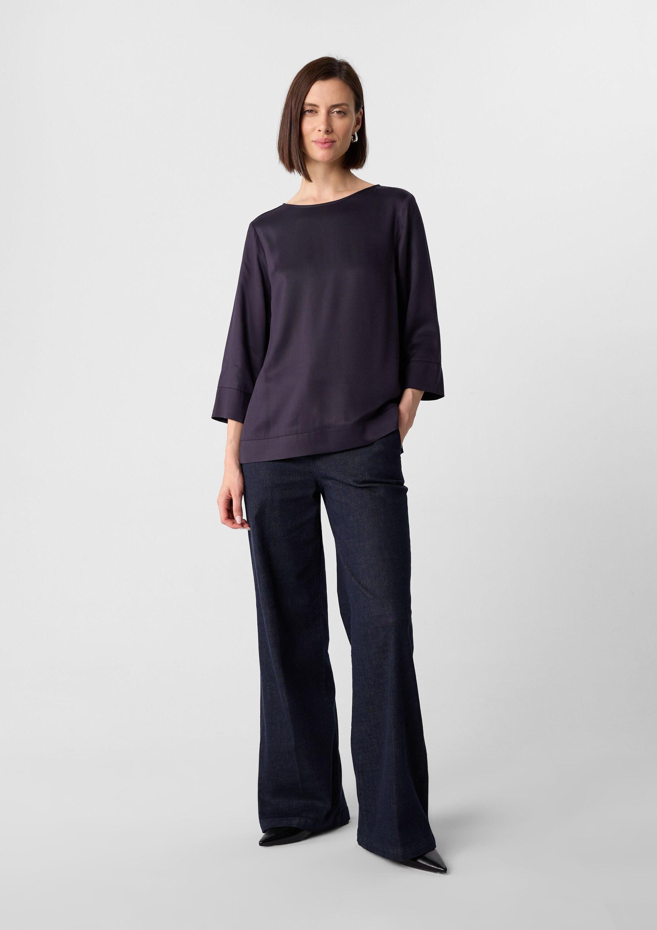 comma Kurzarmbluse Bluse Bluse aus Viskose mit 3/4-Ärmeln und Schlitzdetails