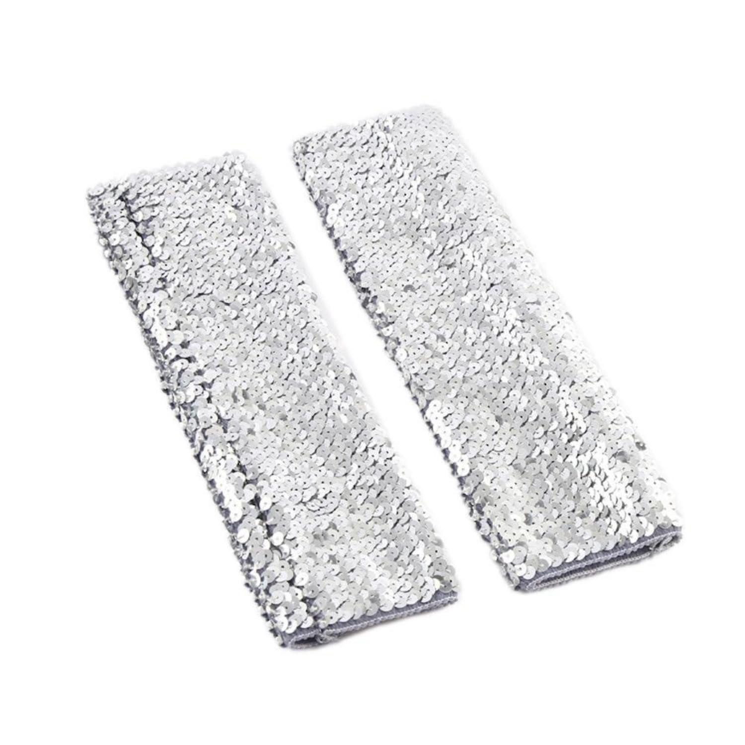 LuxusKollektion Abendhandschuhe Fingerlose Pailletten Handschuhe Silber (1-St)