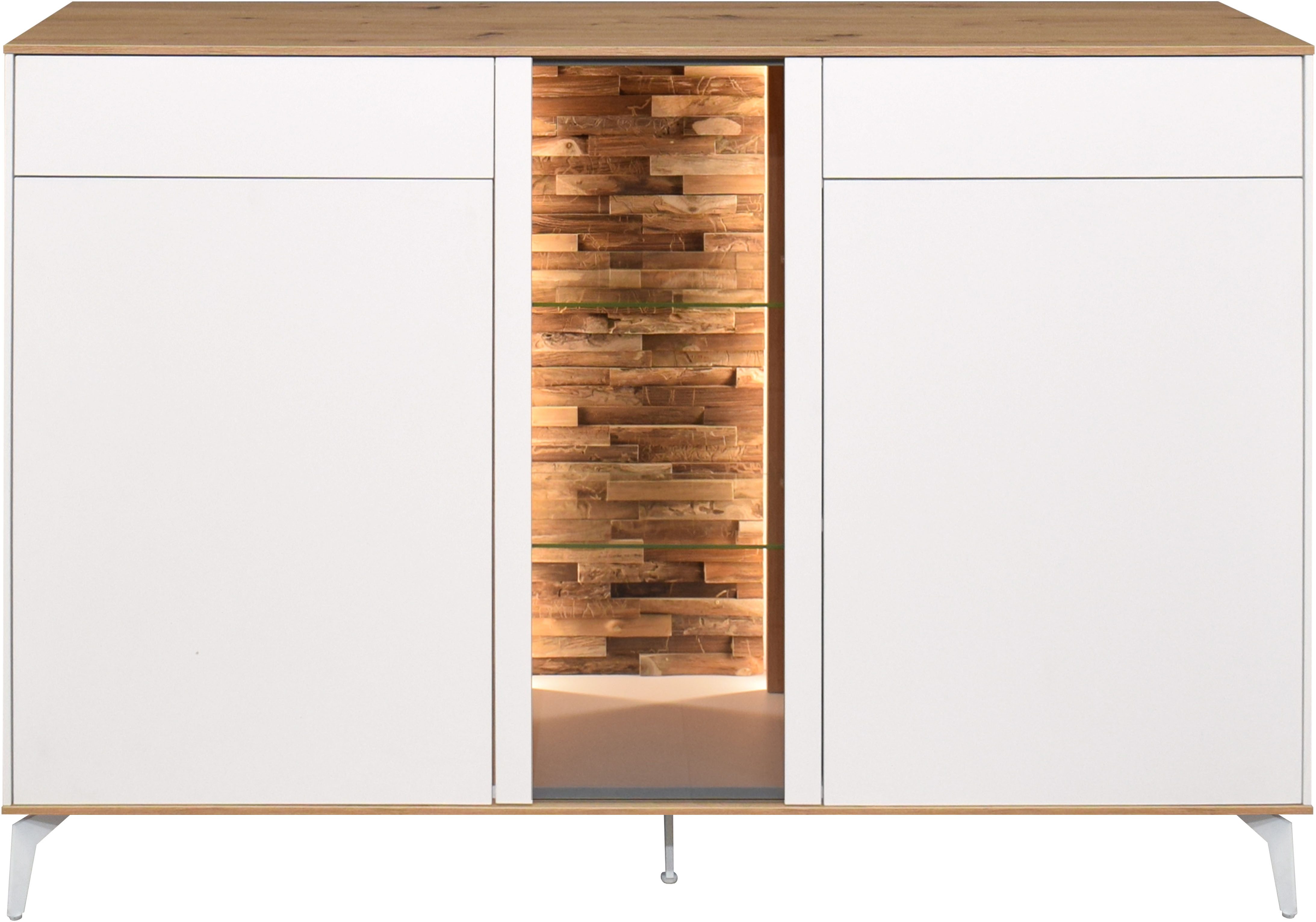 Mäusbacher Kommode, Faro Sideboard 159 cm, inkl. Beleuchtung, Push to open, Metallfüße