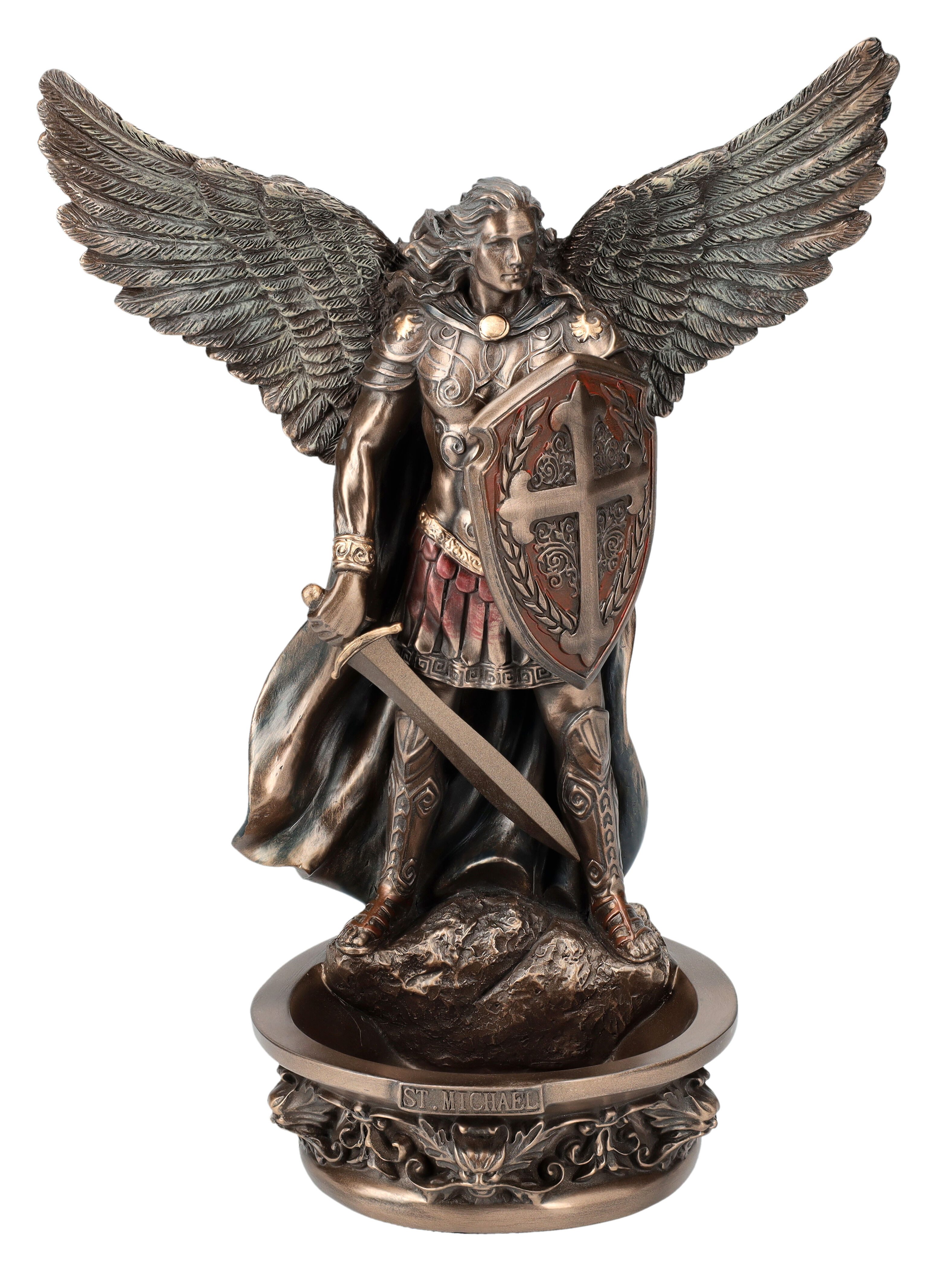 Figuren Shop GmbH Fantasy-Figur Weihwasserbecken - Erzengel Michael - Mythologie Dekofigur Fantasy