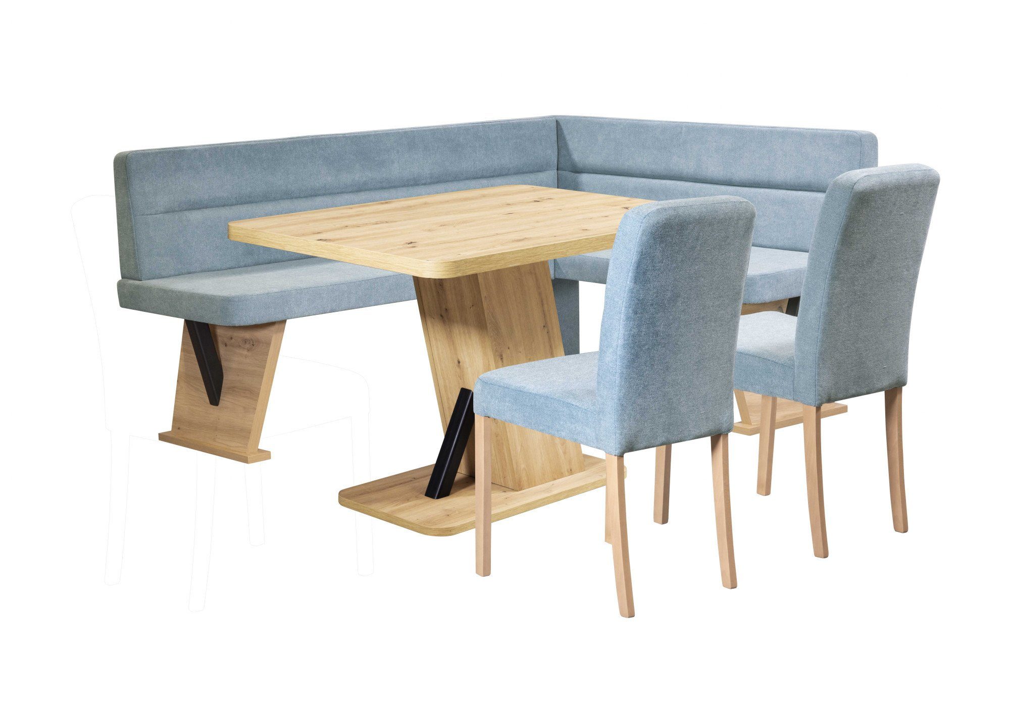Home affaire Eckbankgruppe Laros Sitzgruppe, Eckbank, Stühle, Tisch, (Set, 4tlg Set), perfekt für Küche, Esszimmer, Wohnzimmer, Bestseller