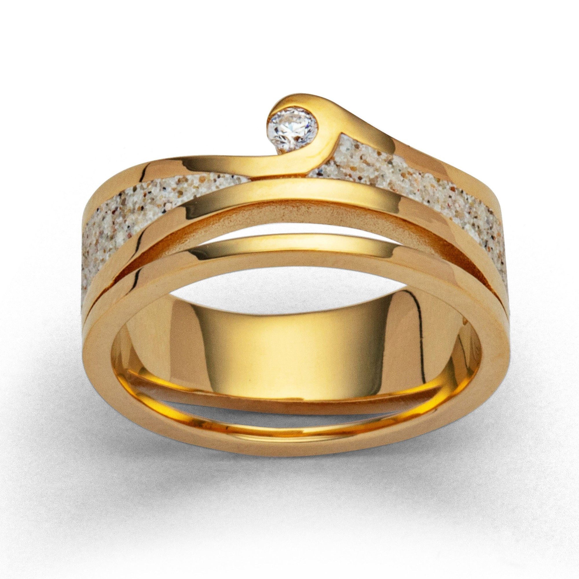 Fingerring DUR Schmuck: Ring "Maui" mit Strandsand und Zirkonia, vergoldet, R6117