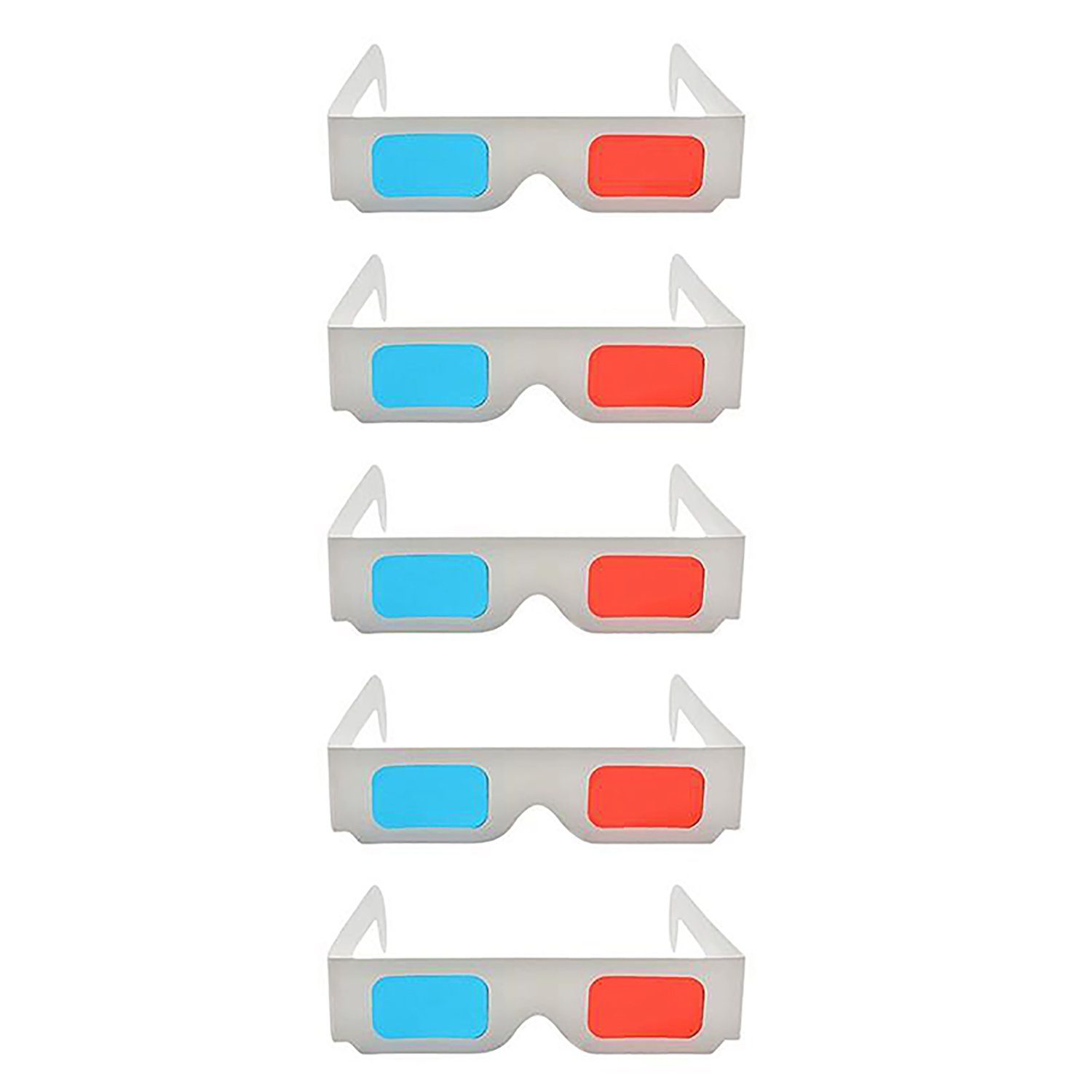 TPFNet 3D-Brille Anaglyphenbrille Rot/Cyan 3D Brille zum Ansehen von  Filmen, 3D-Kino Brille - Material: Karton - Farbe: Weiß - 5 Stück, Die  Brille ist aus weißem Papier und die 3D-Brille ist natürlich