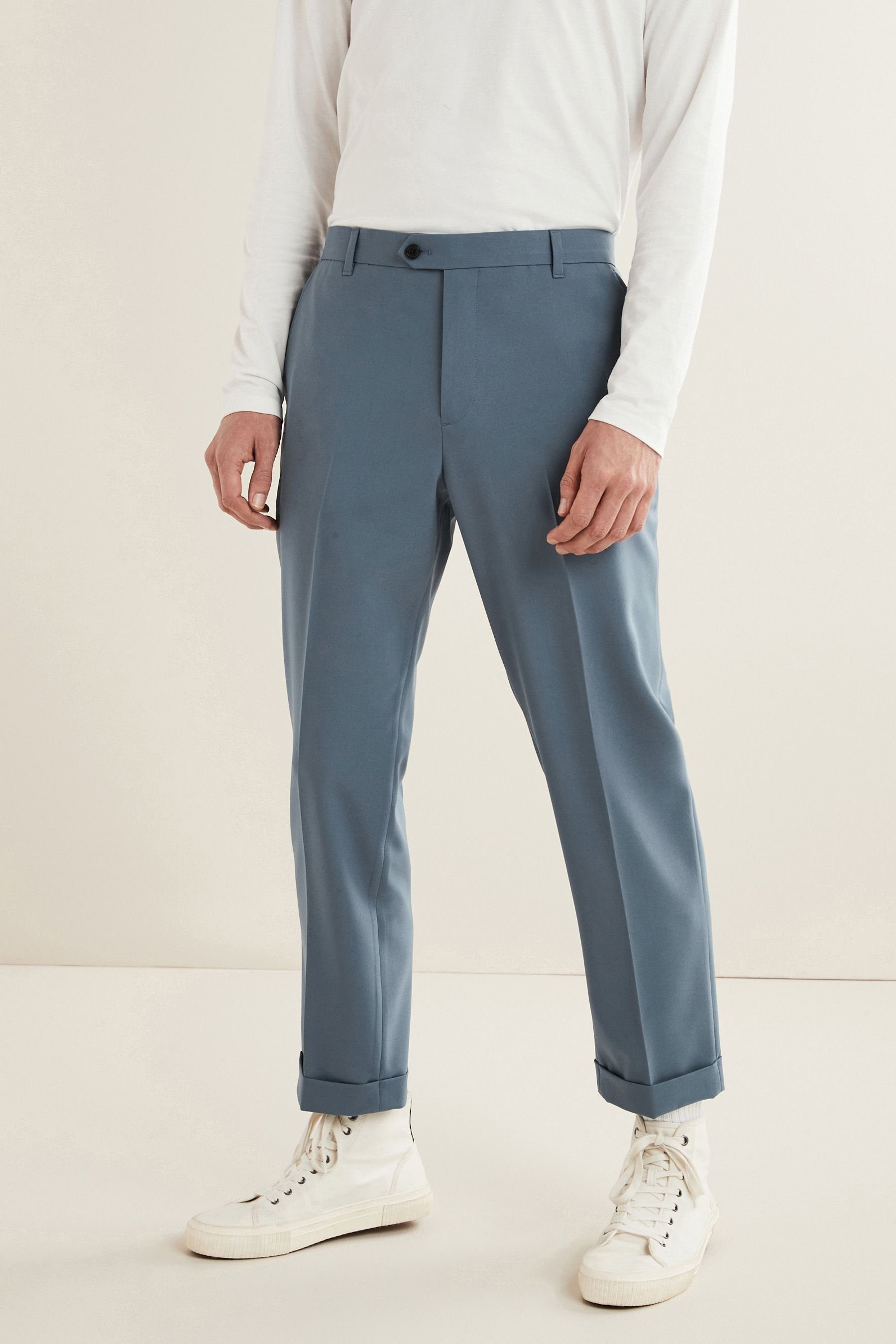 Blue Bundfalten ohne Stoffhose Next (1-tlg) Anzughose weites Bein -