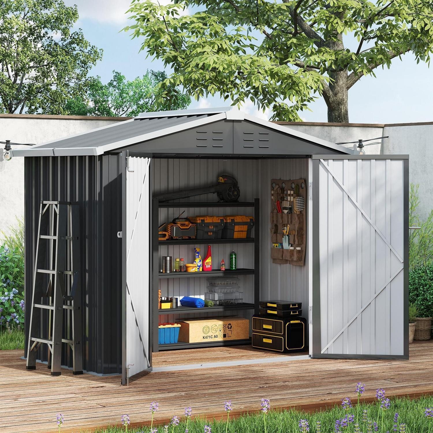 LuxusKollektion Gerätehaus Gerätehaus Pultdach 196x119 cm Schwarz