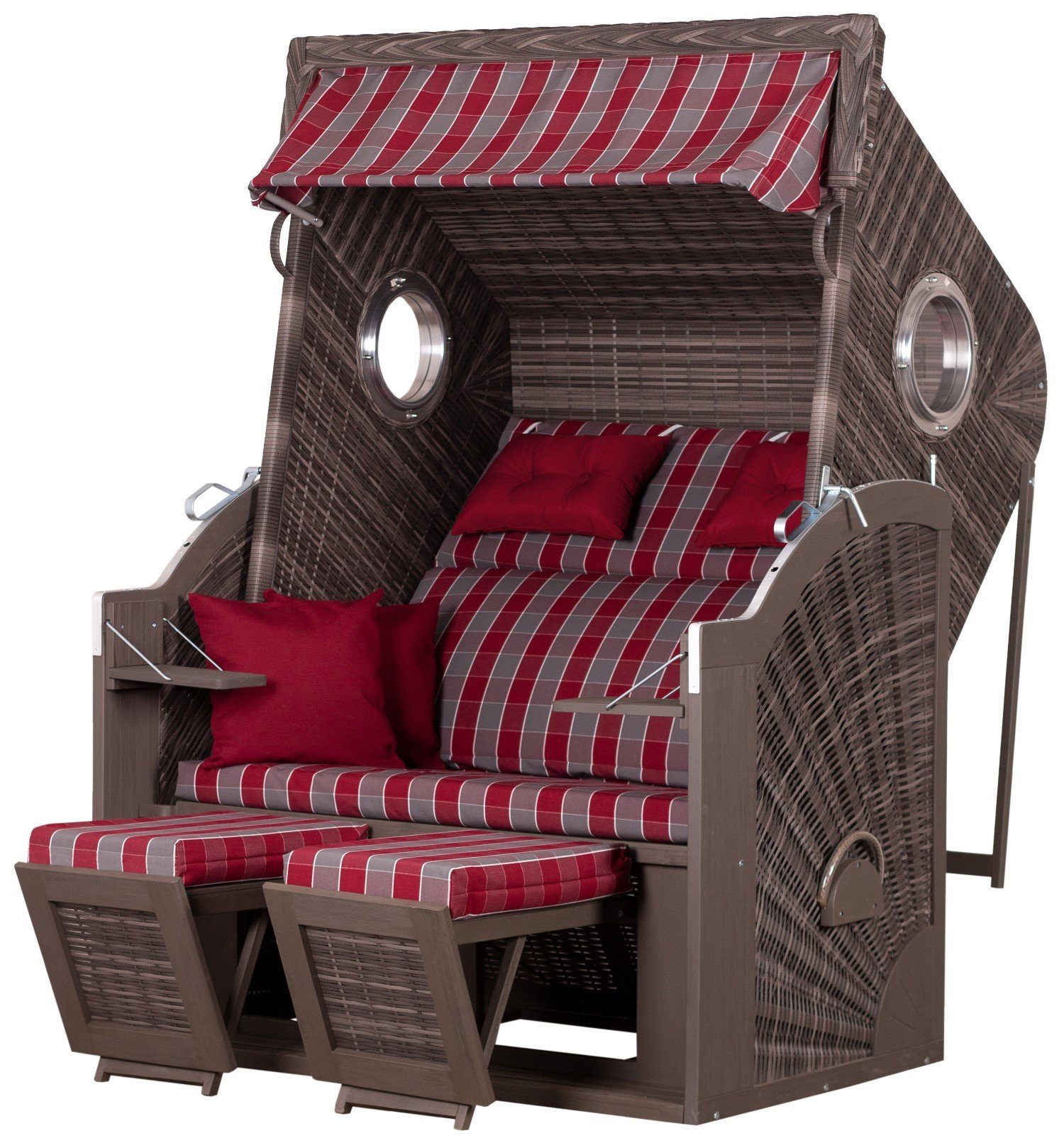 bene living Strandkorb Kiel XL - PE grau - Modell 472, BxTxH: 130x80x160 cm, Dreiviertellieger, Ostsee-Strandkorb