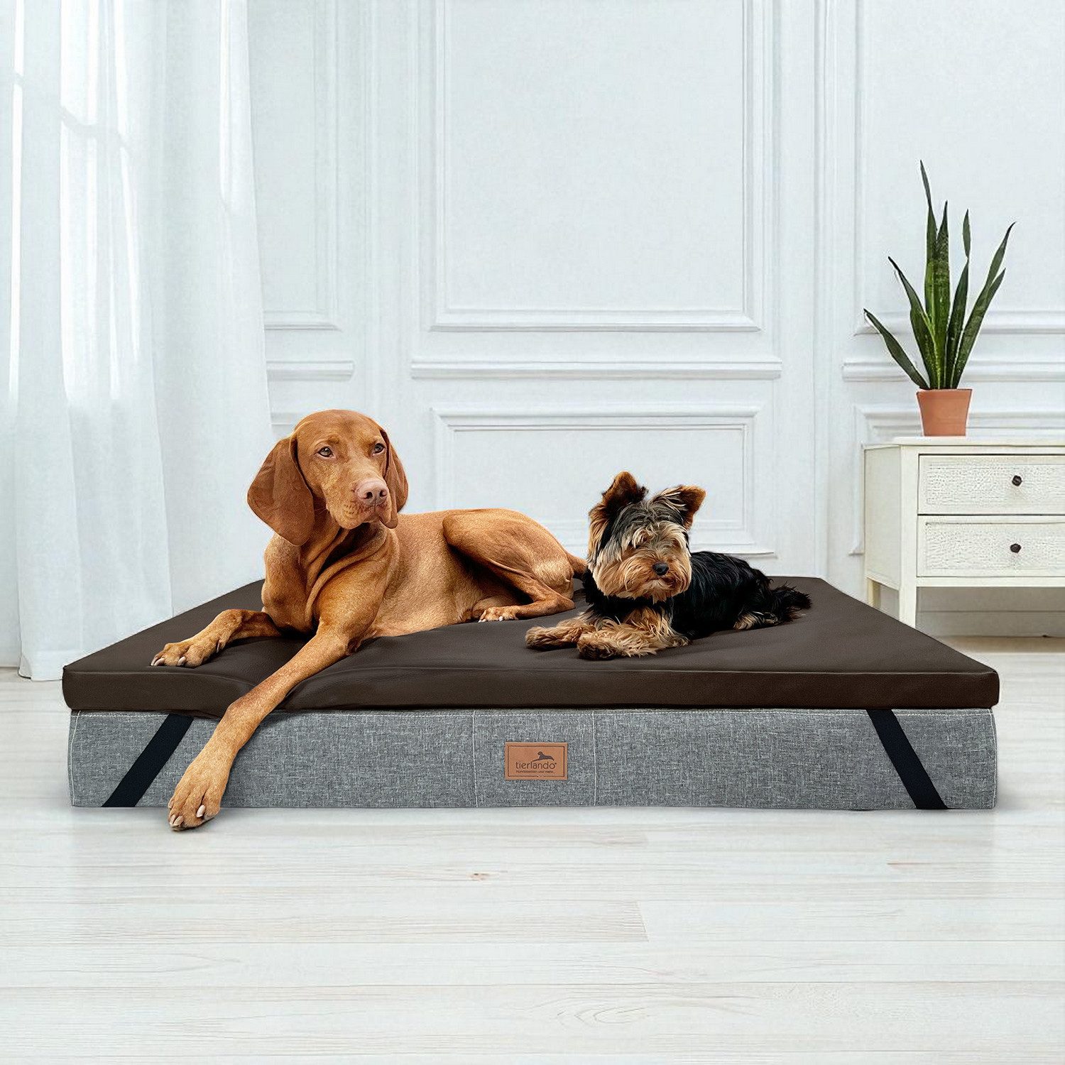 tierlando® Tierbett Ortho-Topper Kunstleder, Orthopädische Matratzenauflage