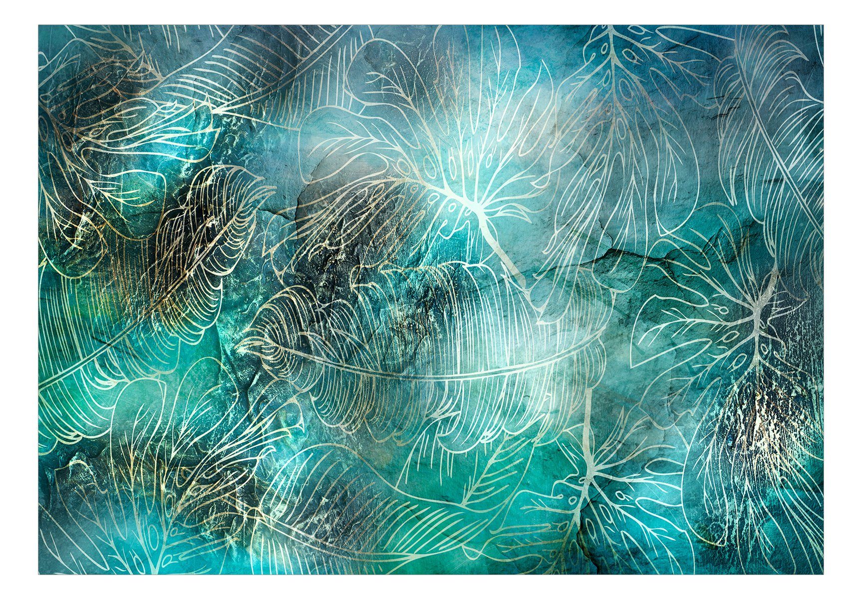 KUNSTLOFT Vliestapete Turquoise Vegetation 1x0.7 lichtbeständige Tapete m, Design halb-matt