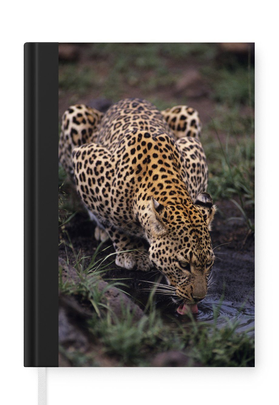 MuchoWow Notizbuch Leopard - Wald - Wasser, Journal, Merkzettel, Tagebuch, Notizheft, A5, 98 Seiten, Haushaltsbuch
