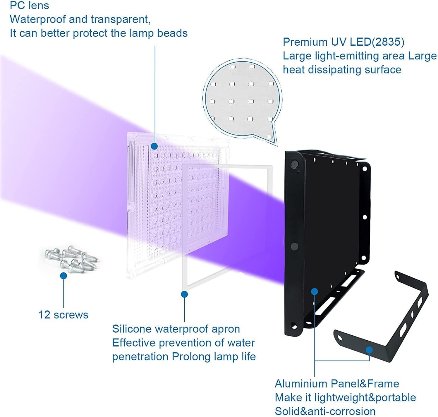 Welikera LED Flutlichtstrahler 100W UV Flutlicht,Leuchtstoff günstig online kaufen