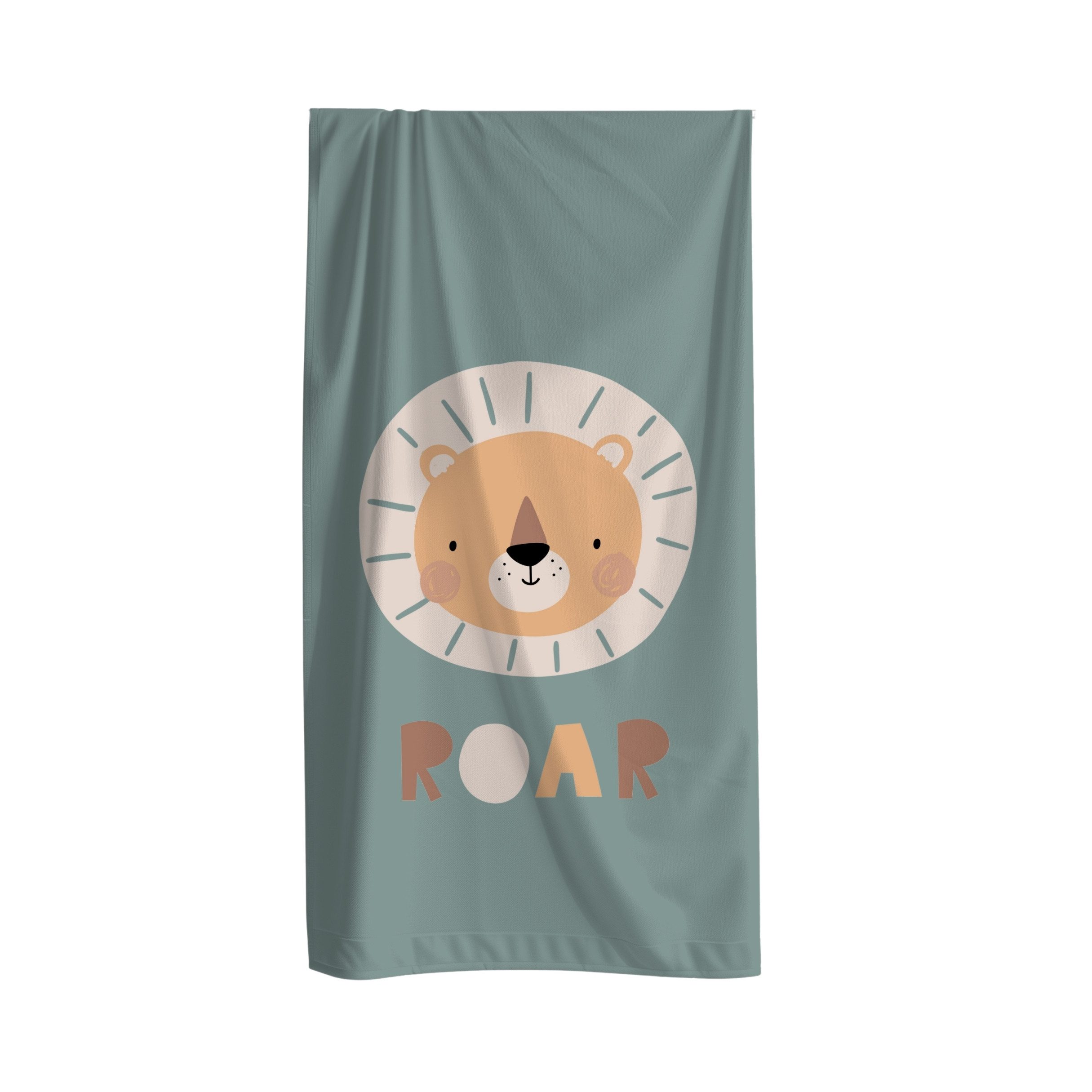 MTOnlinehandel Strandtuch Kinder • 70x140 cm • Schnelltrocknend, Baumwolle & Mikrofaser Mix (1-St), Badetuch • Weich & Saugfähig • Strand • Meer • Löwe