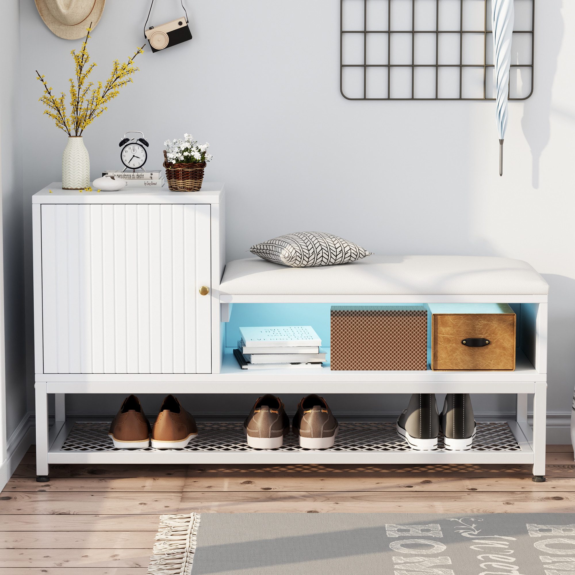 Schuhschrank Schuhschränke mit Sitzbank und Stauraum, 100x38x59.7cm Schuhregal