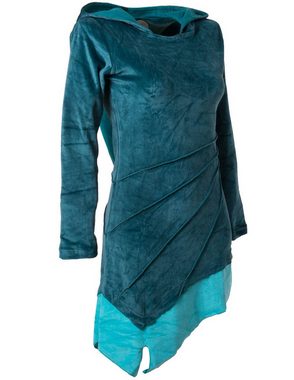 Vishes Zipfelkleid Asymmetrisches Elfenkleid aus Samt m. Zipfelkapuze Hippie, Gothik, Ethno Style