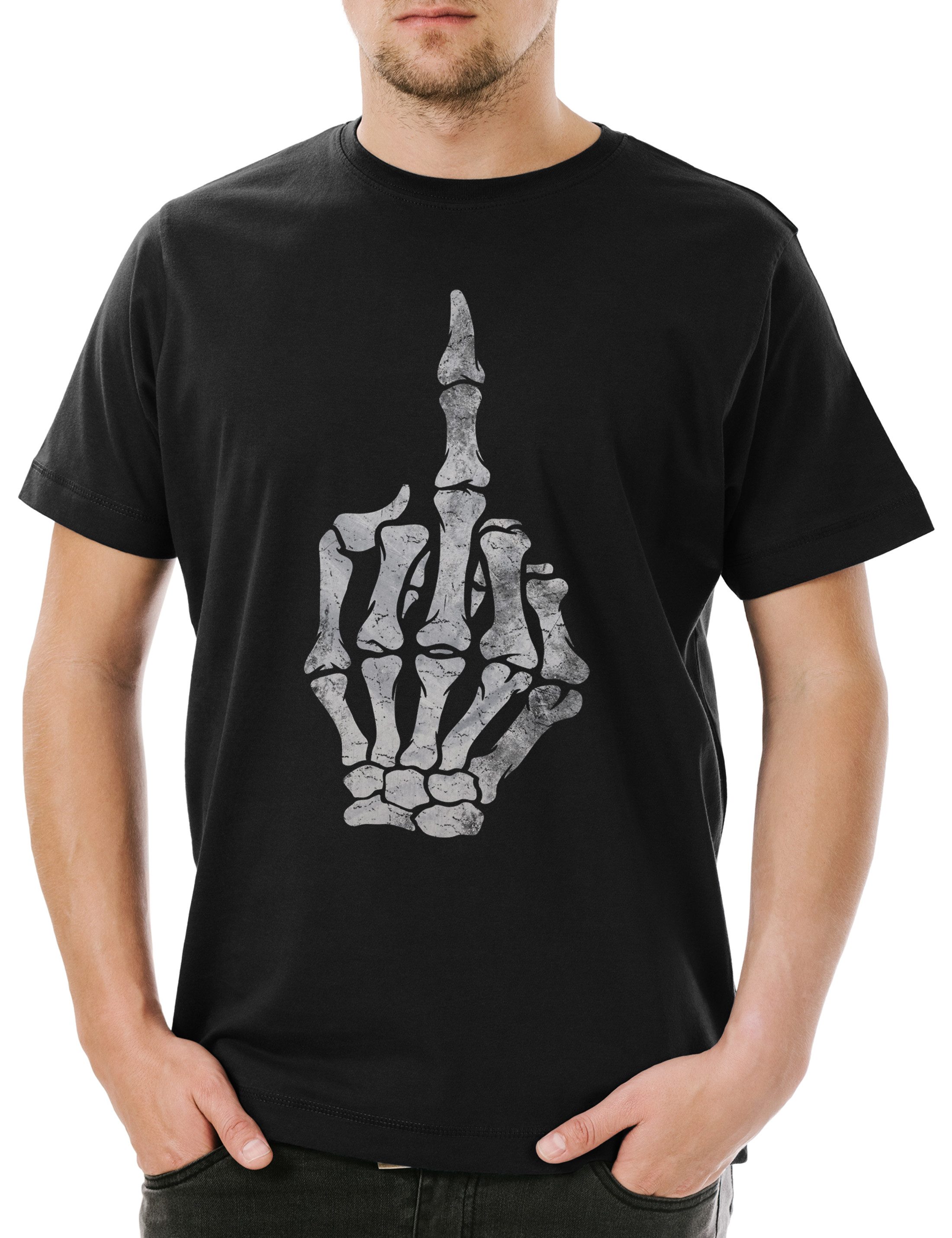 Urban Backwoods Print-Shirt Skeleton Middle Finger günstig online kaufen
